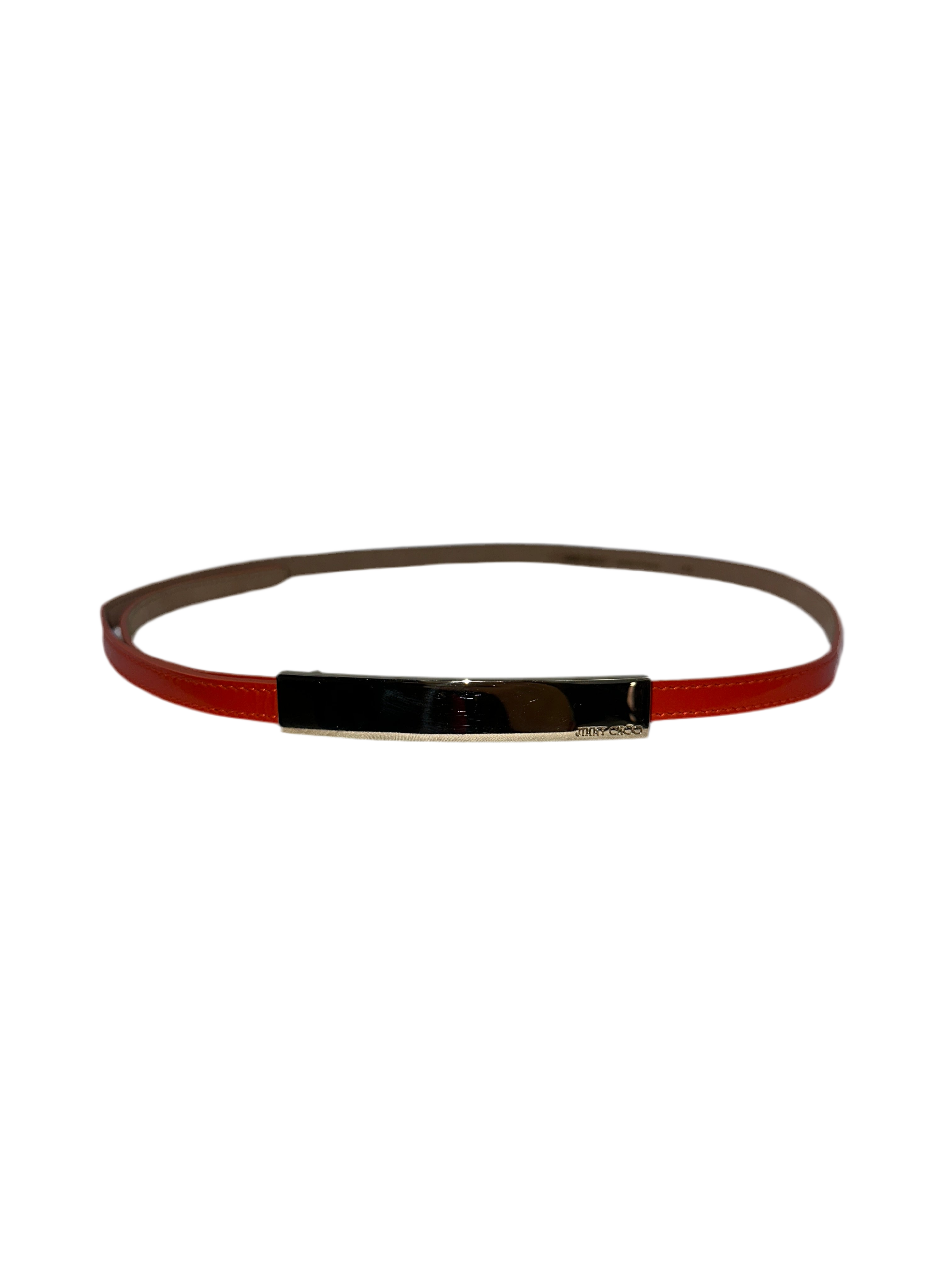 Jimmy Choo slim orange belt with gold buckle
