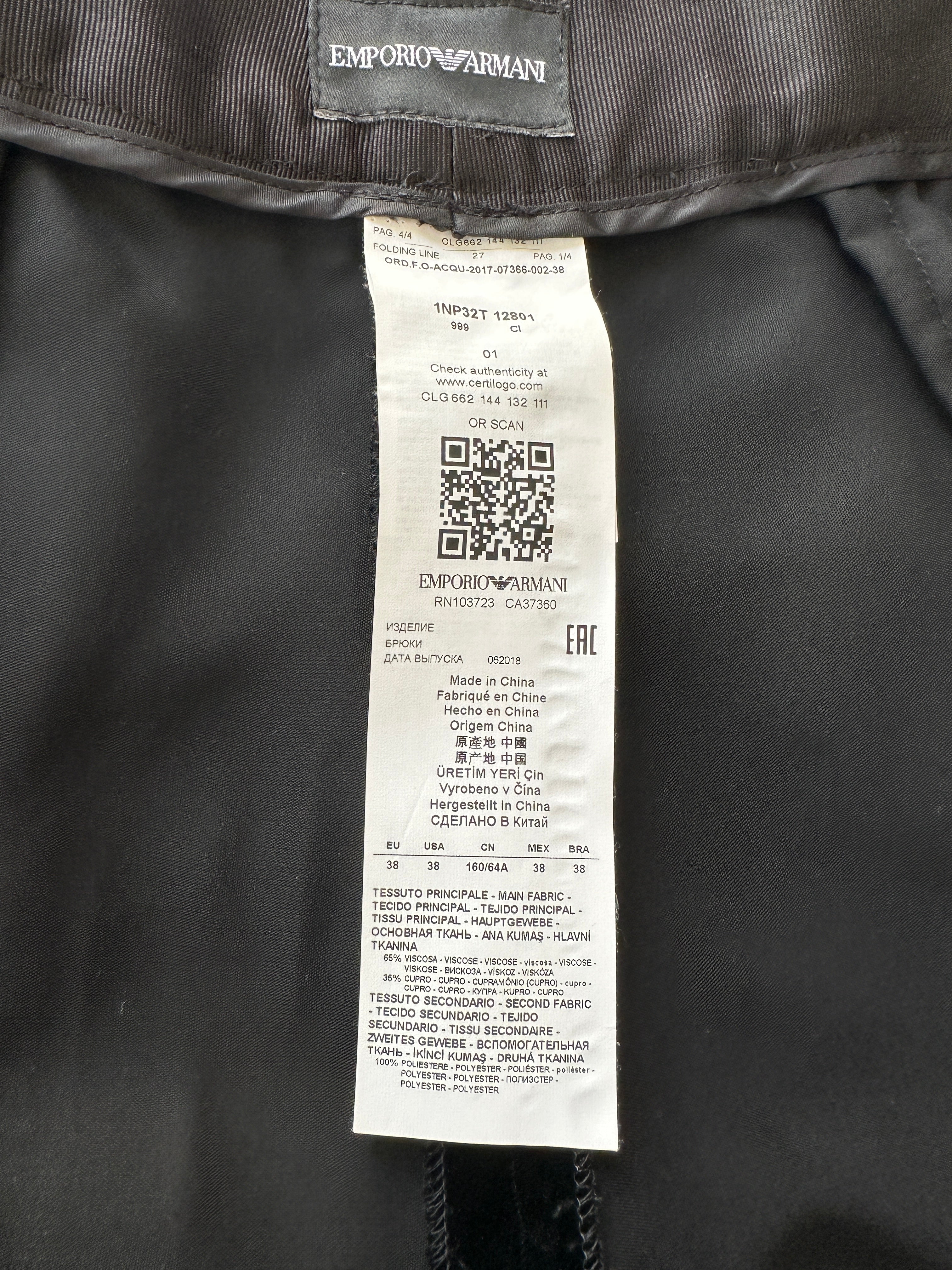 Emporio Armani black silk velvet suit - size 38