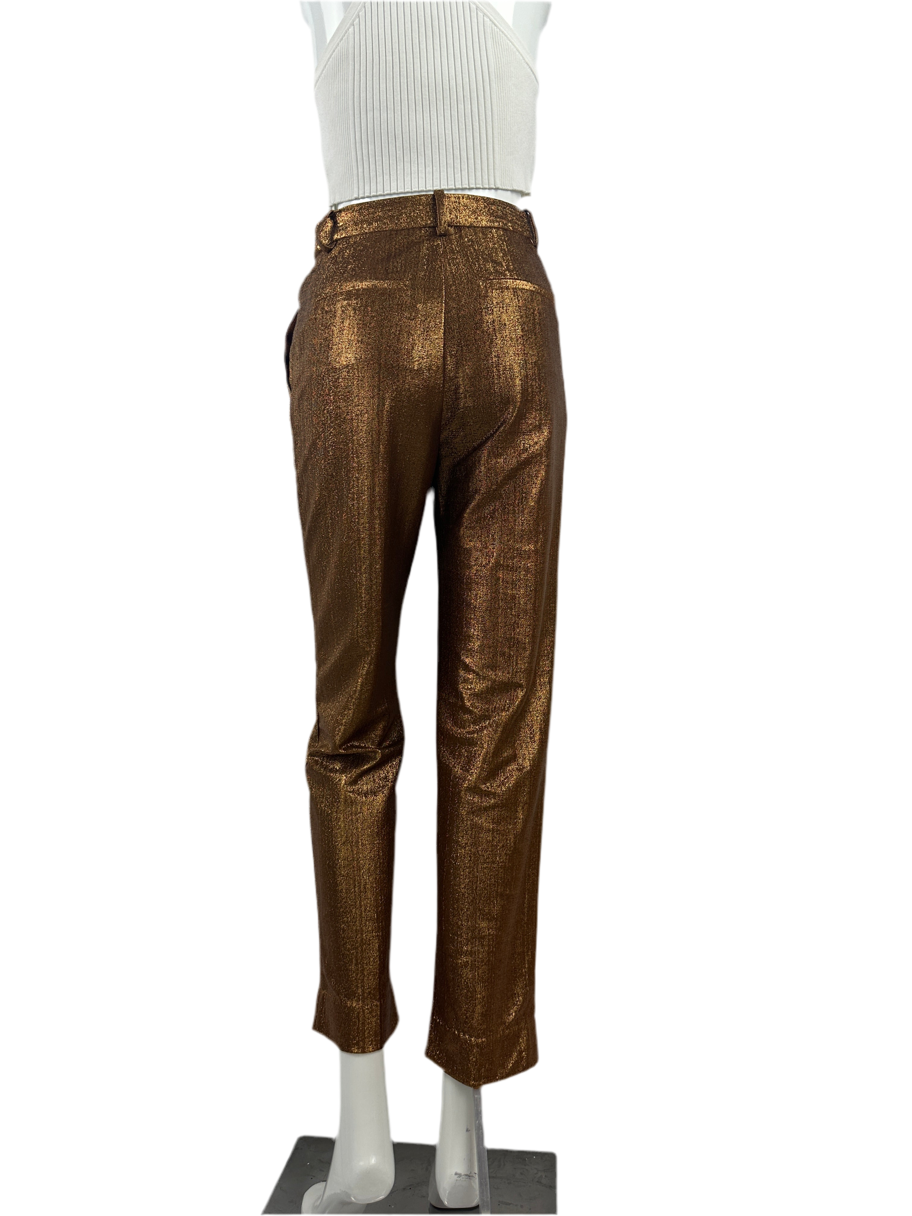 John Galliano shiny brown/gold cigarette pants - size 36