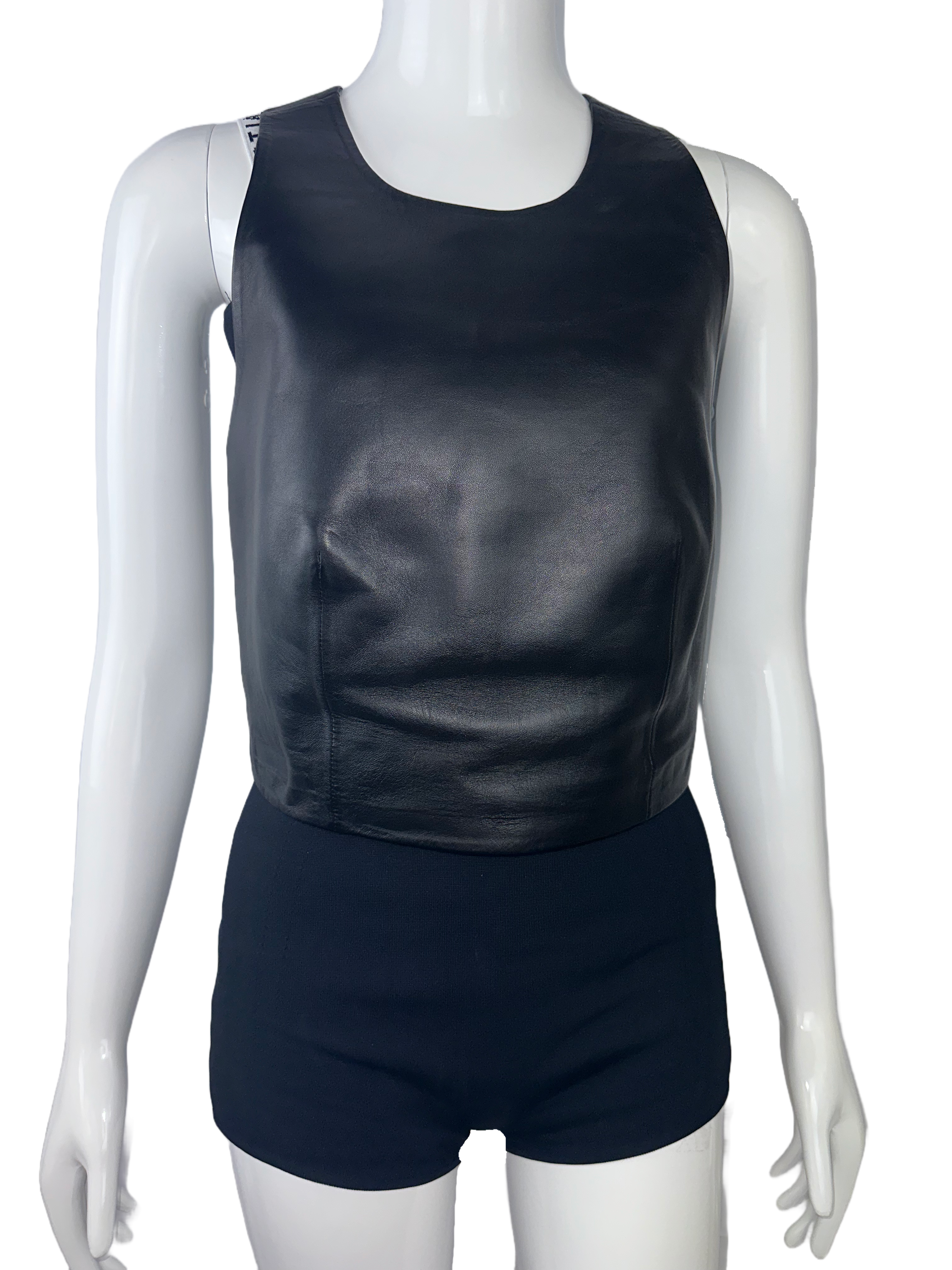 Dior black leather halter top - size 38