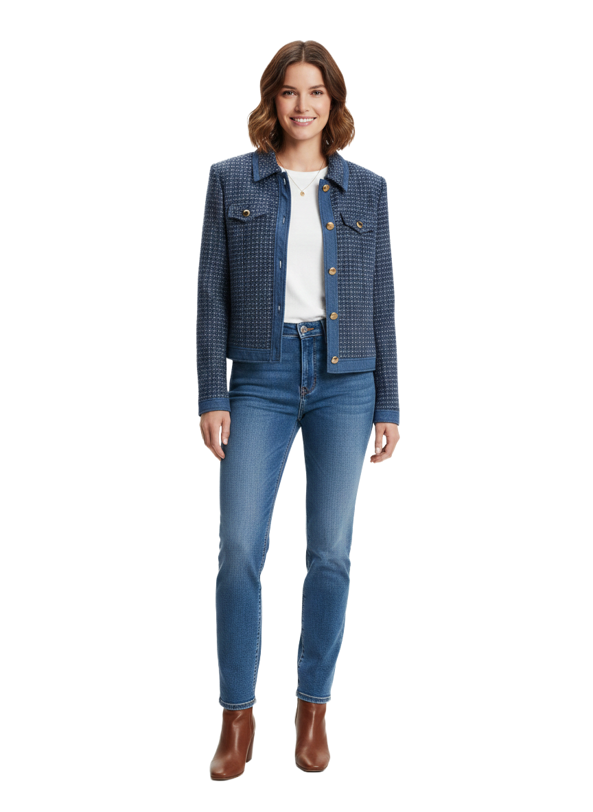 Claudie Pierlot blue tweed cropped jacket - size 42