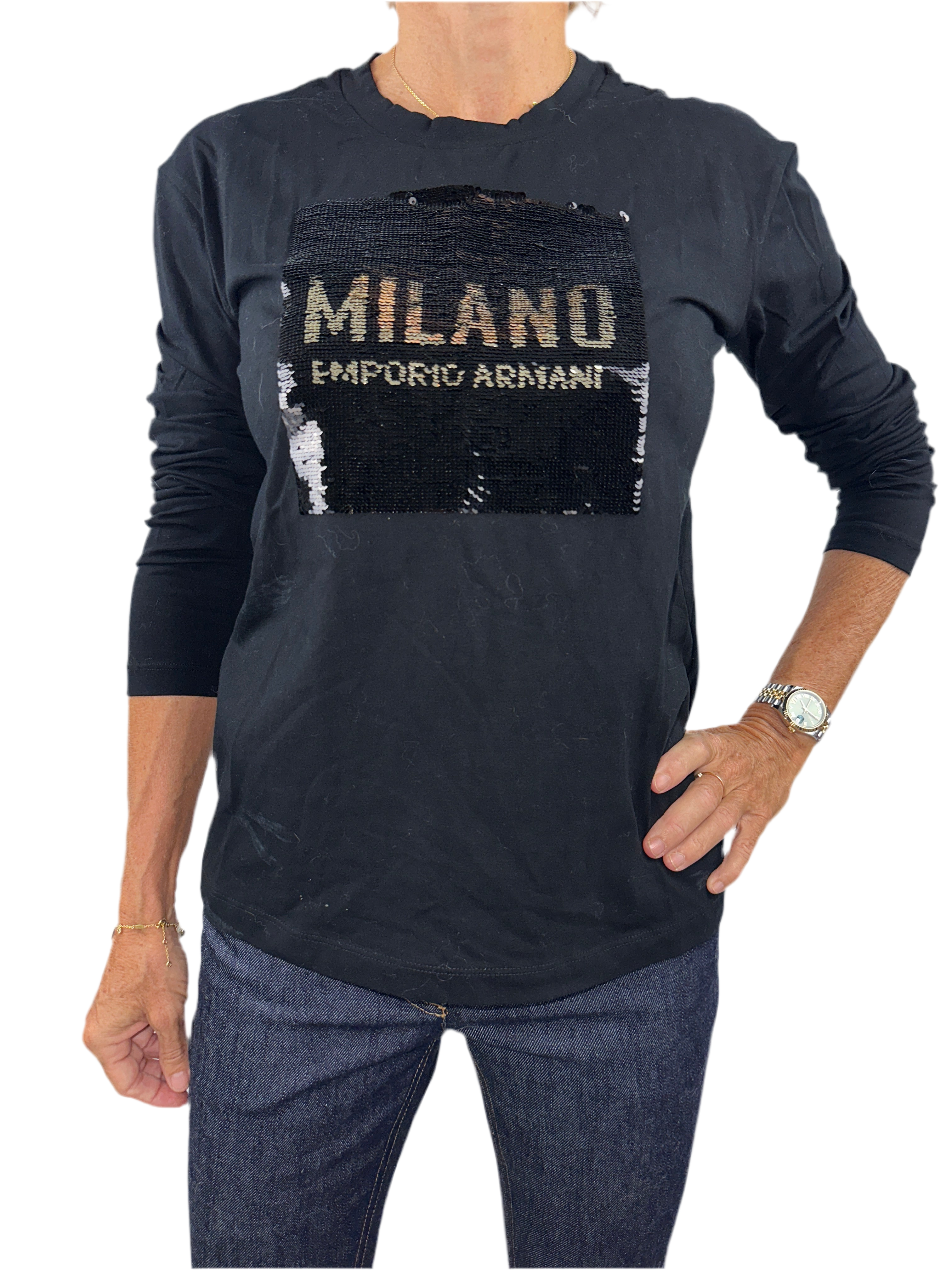 Emporio Armani long-sleeved black top - size 38