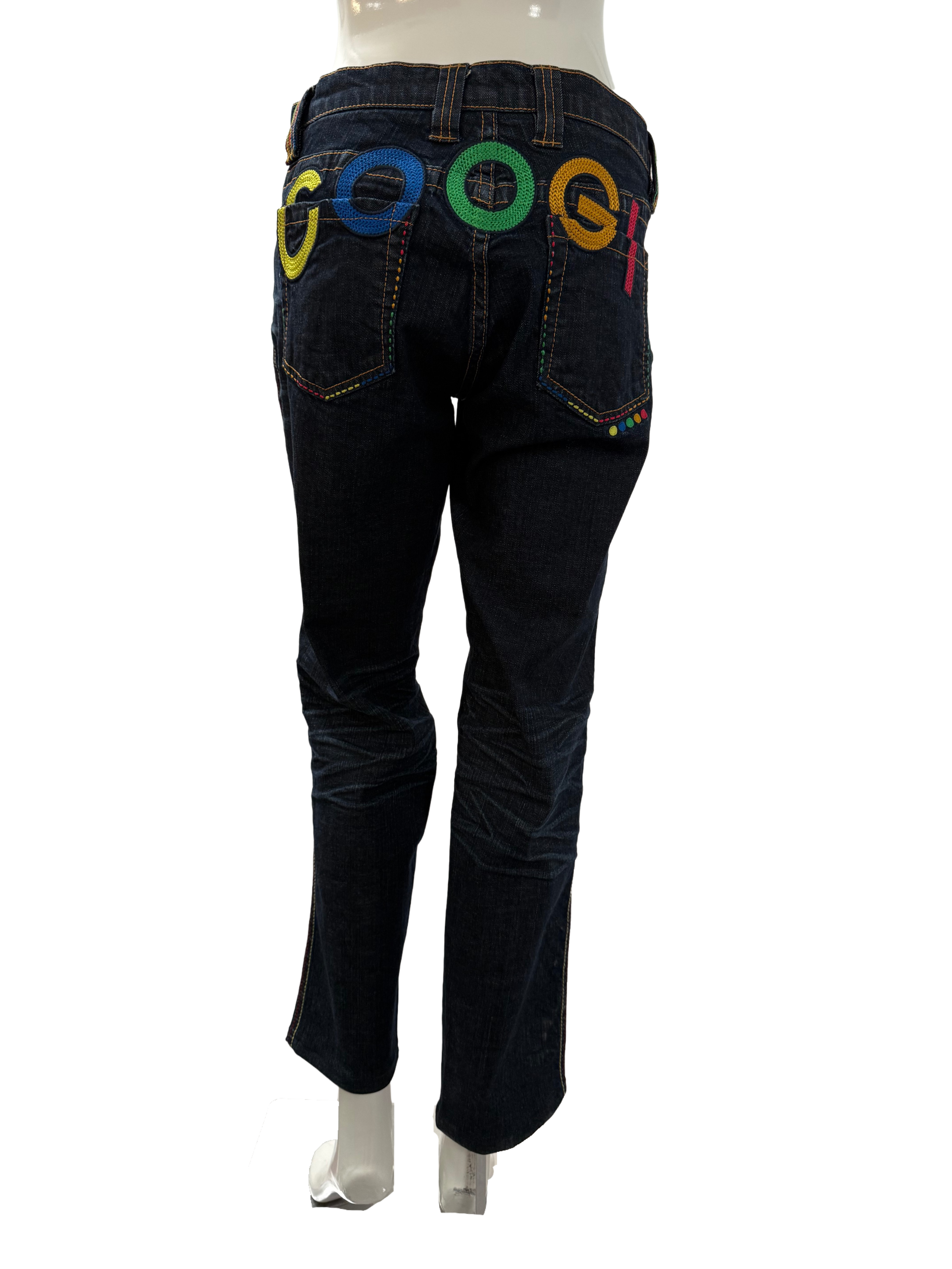 Coogi dark denim jeans with multicolor embroidery - size 33