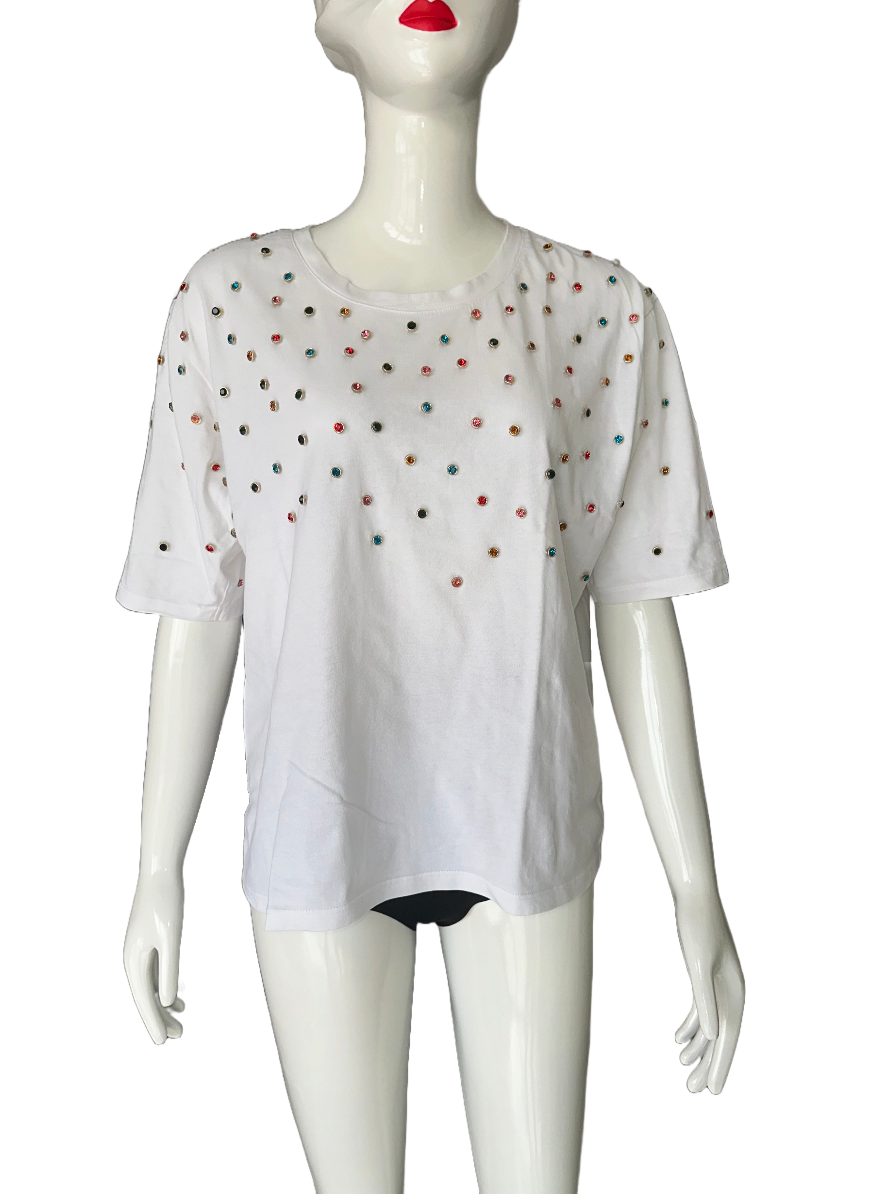 The Kooples tee shirt with multicolored rhinestones - size 38