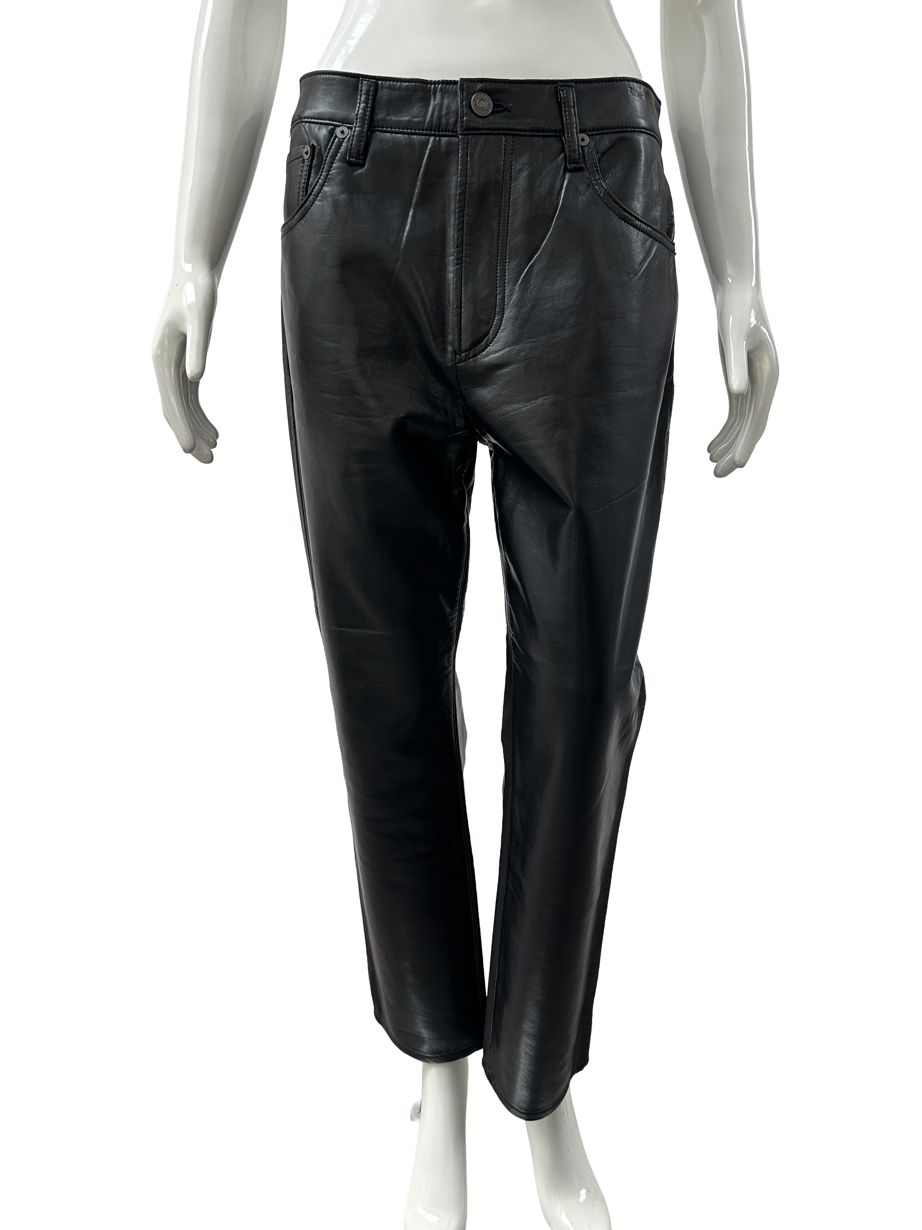 Citizens of Humanity Jolene black leather straight-leg pants - size 28