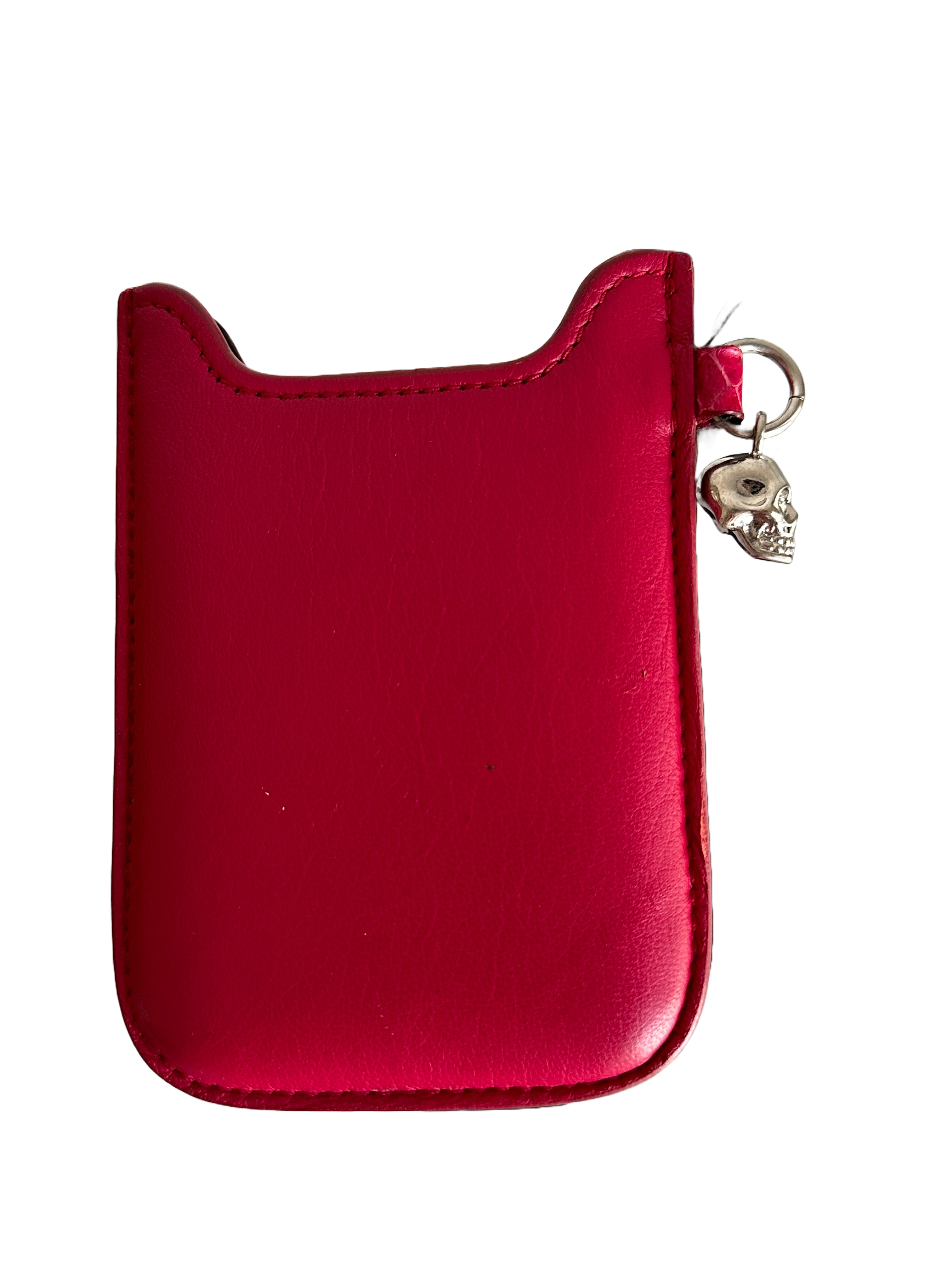 Alexander Mcqueen pink croc embossed and leather phone case