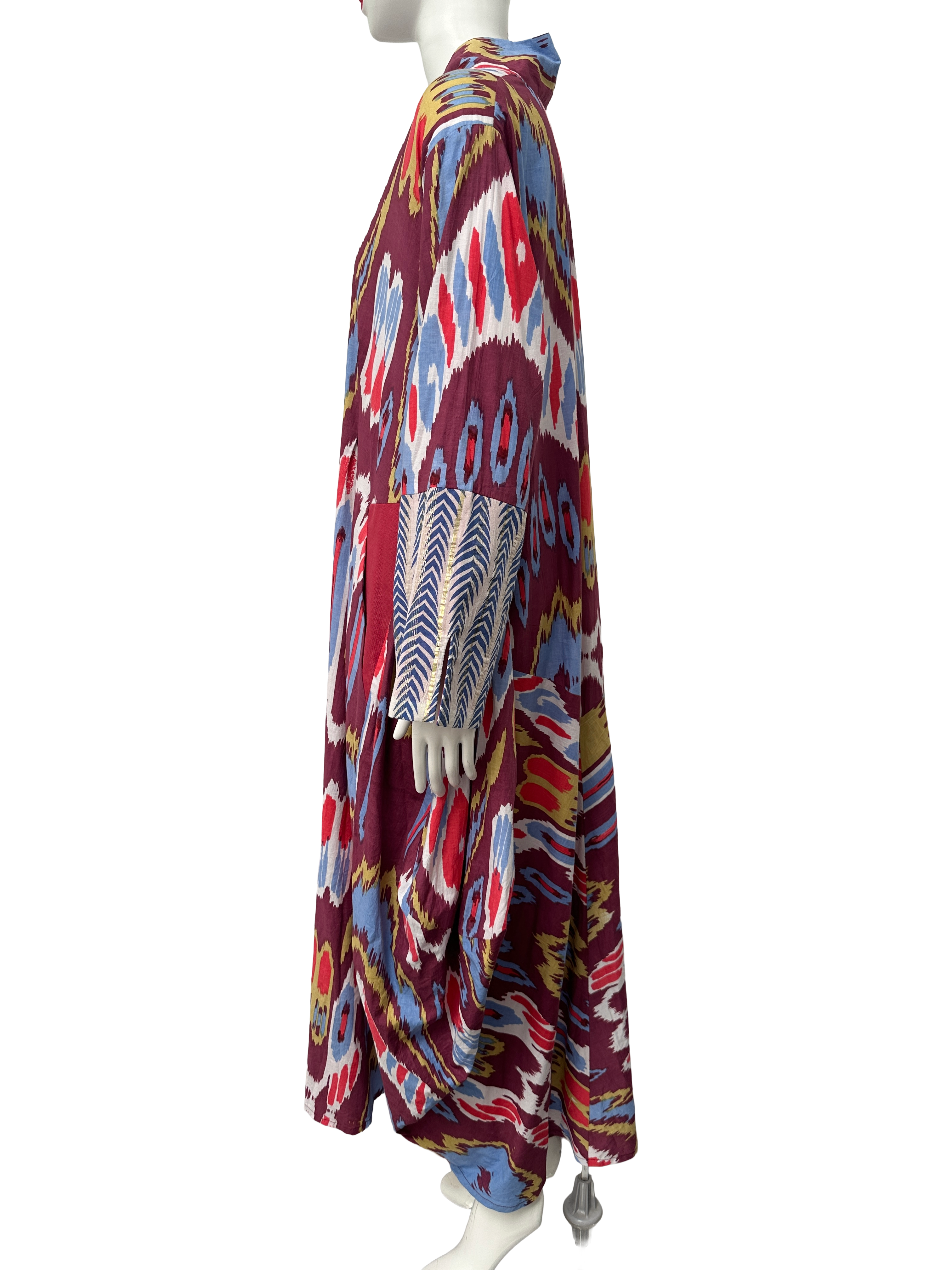 Orange blossom Ikat print oversized kaftan dress - size TU