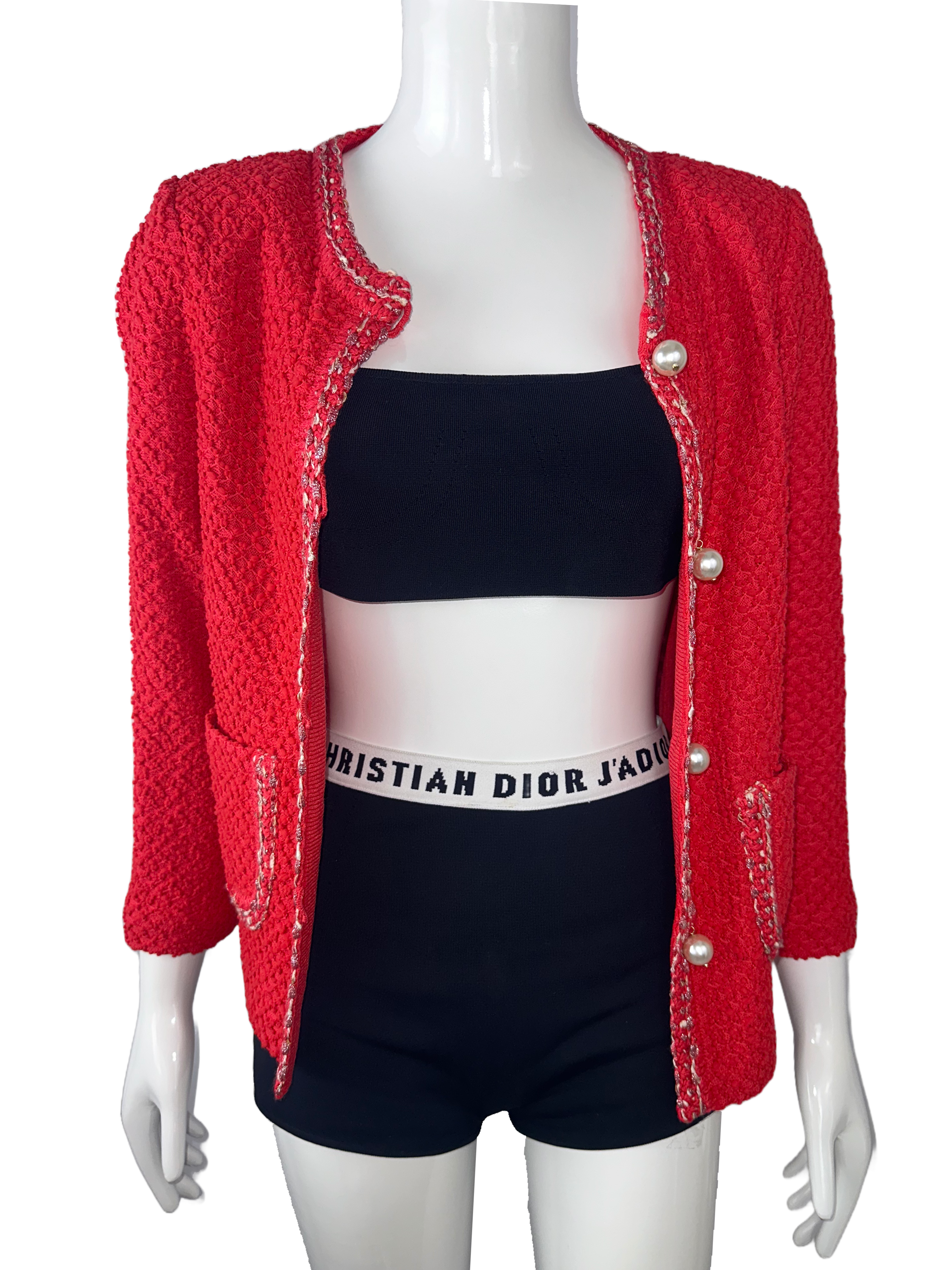 St.John red vest with pearly balls - size 34