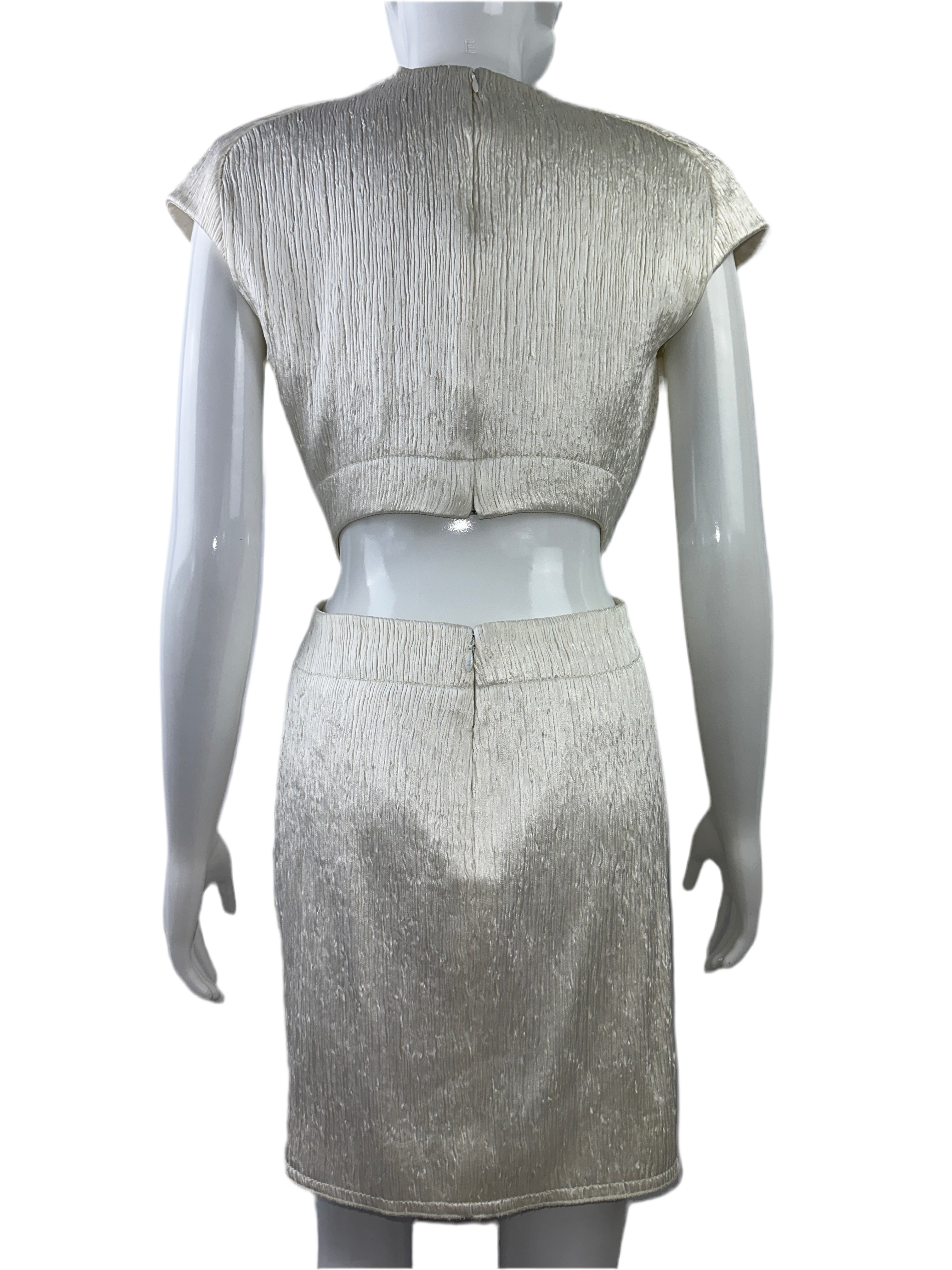 Louis vuitton bow dress white with silver shine - size 36