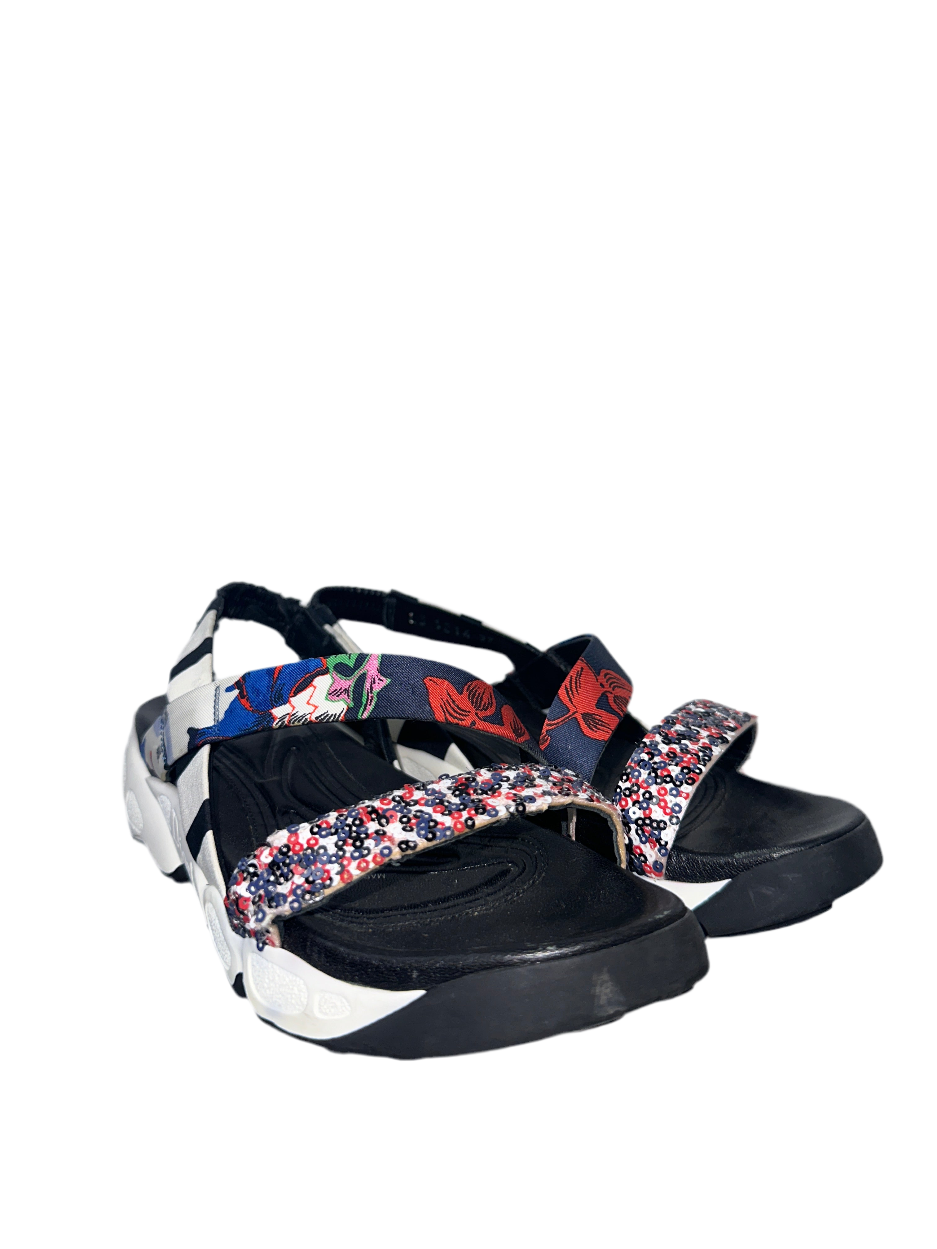 Dior multicolor print canvas and sequin trio fusion slingback - size 37