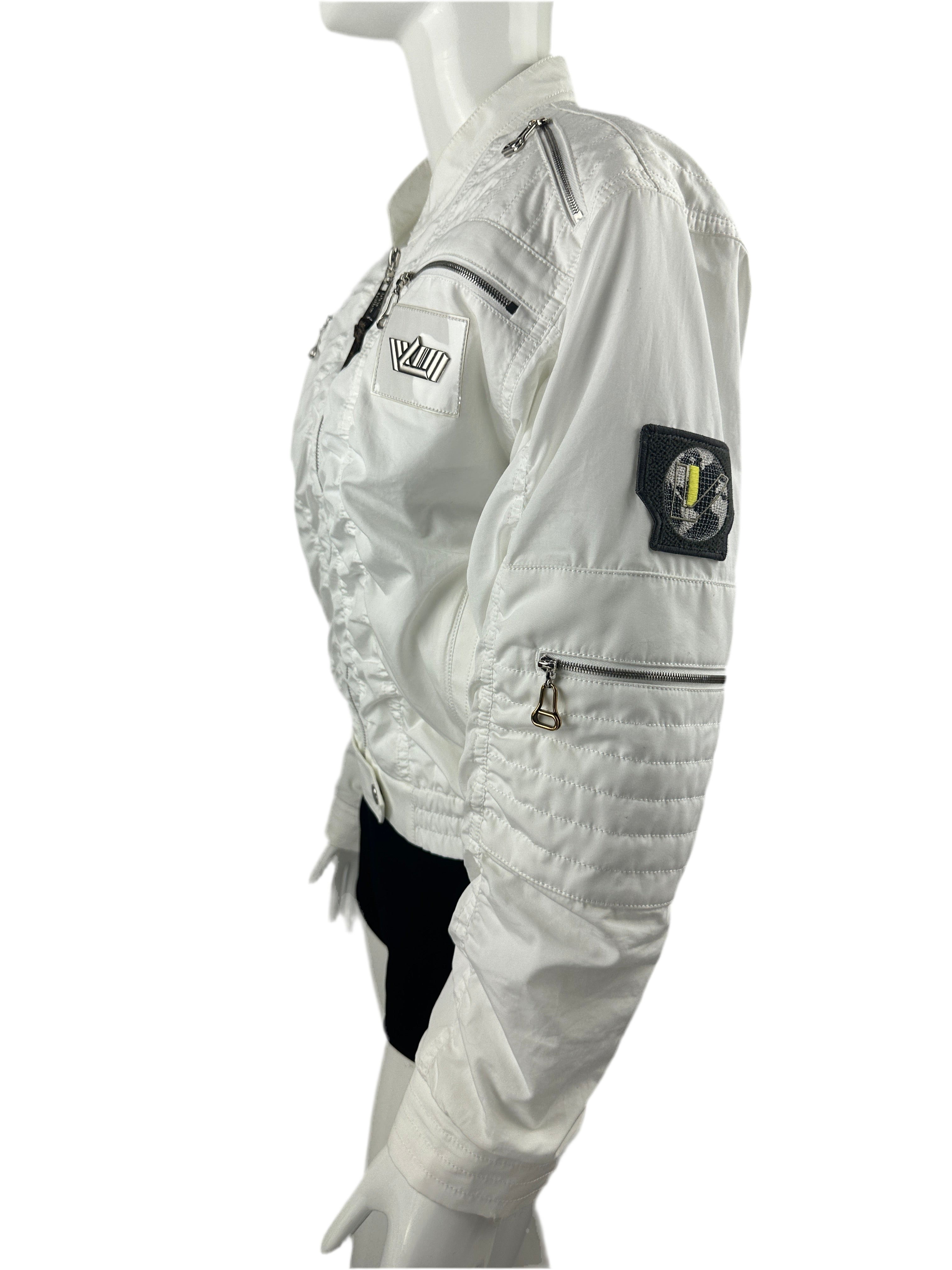 Louis Vuitton white bomber with silver zipper - size 36