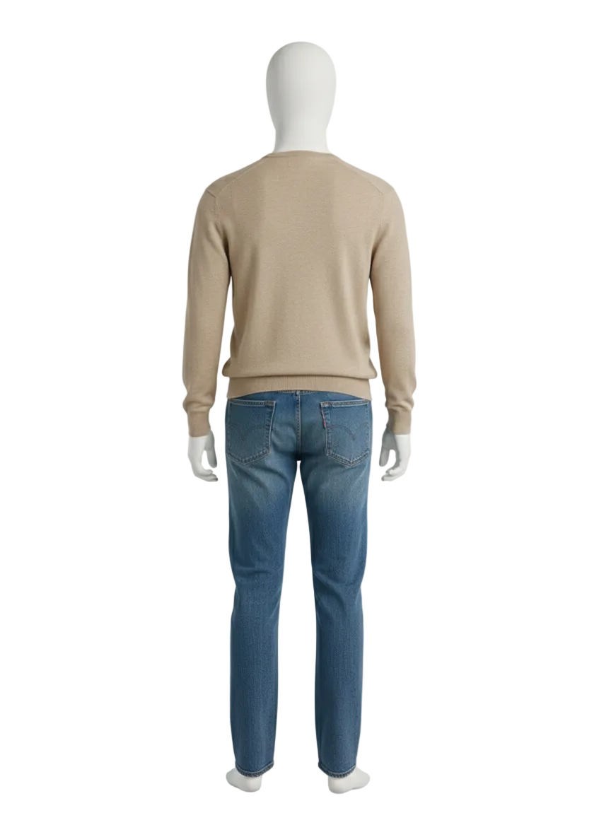 Polo Ralph Lauren beige pima cotton v-neck sweater - size M