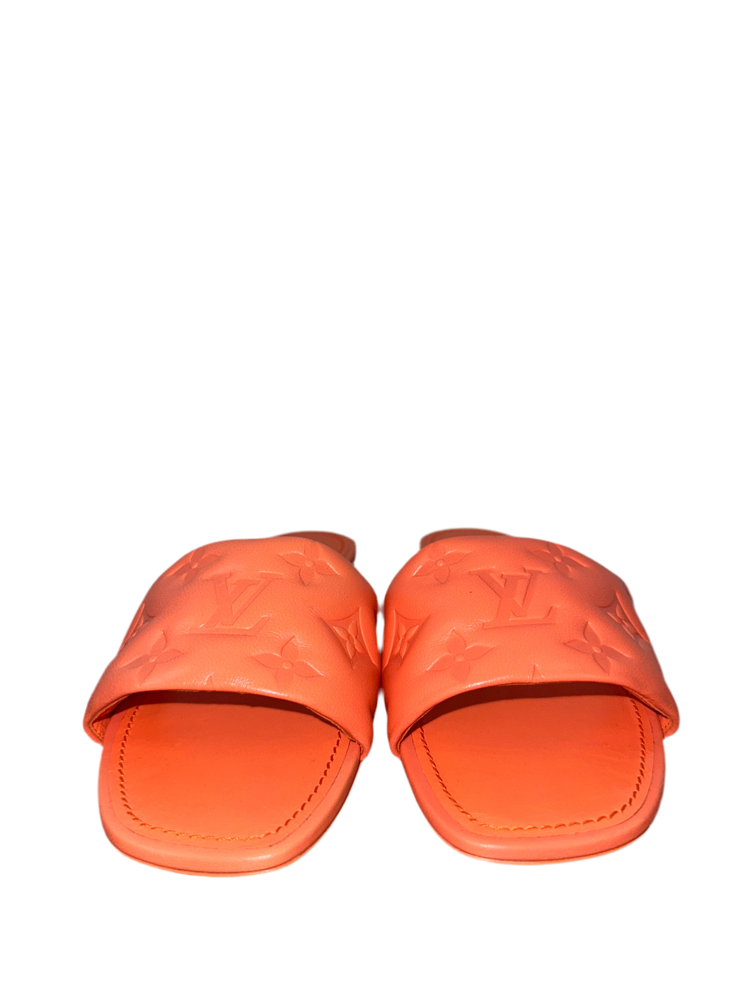 Louis Vuitton Revival flat mule orange monogram pattern - size 36