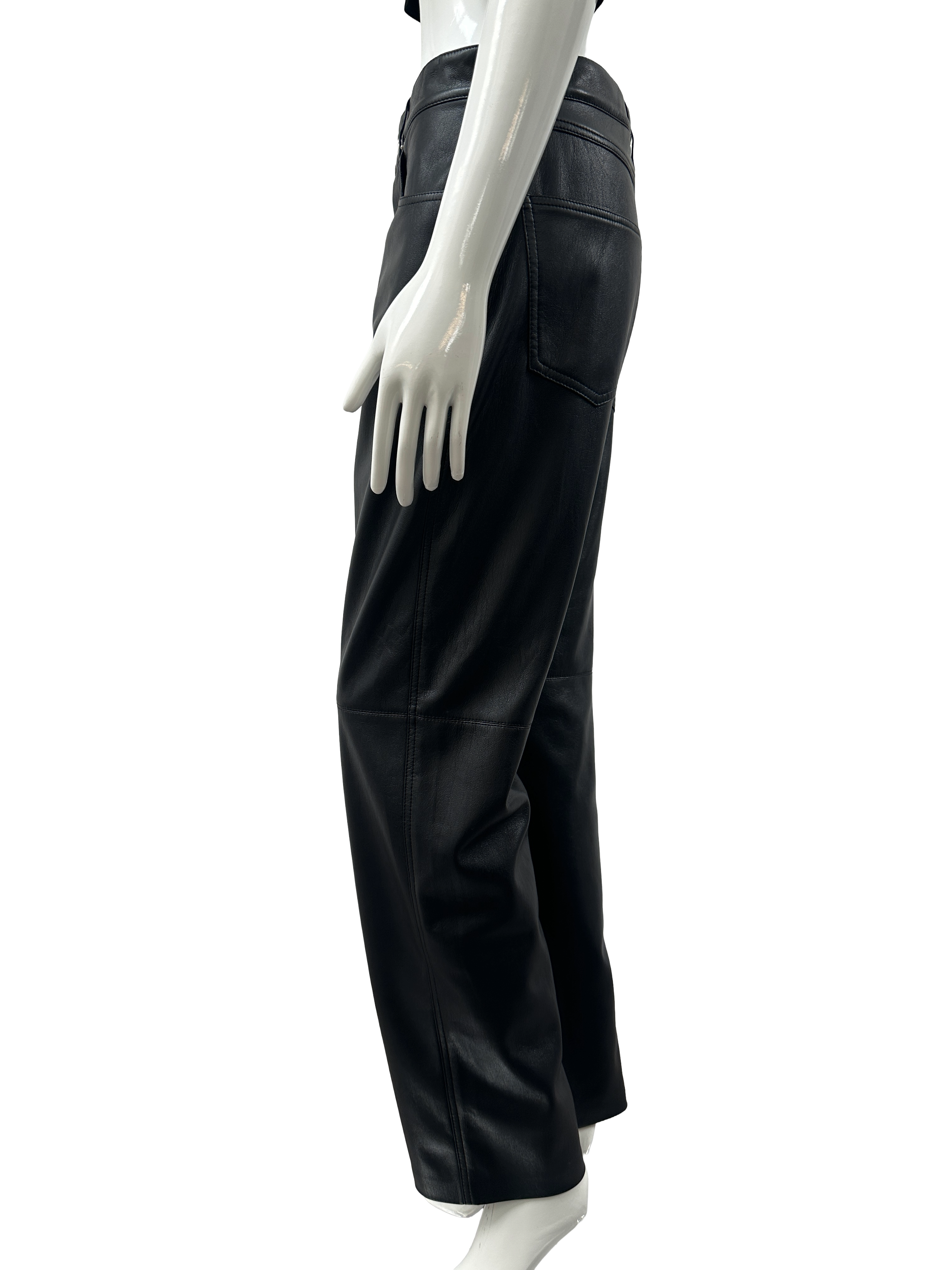 Nanushka black vegan leather straight-leg pants - size M