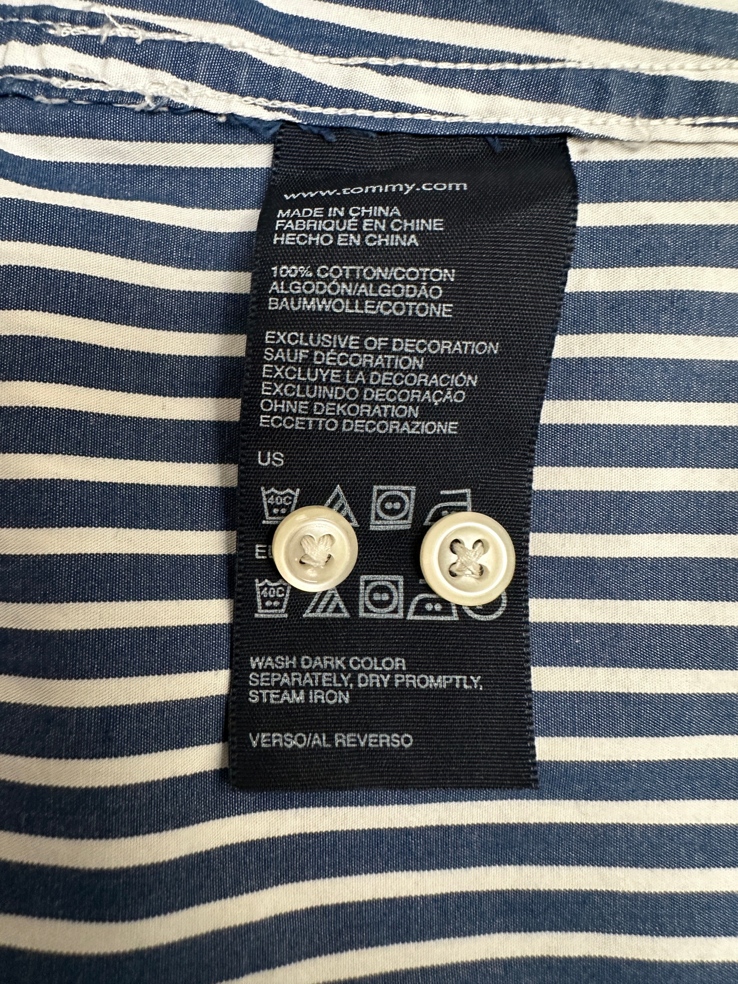 Tommy Hilfiger navy & white striped button-down shirt - size XL