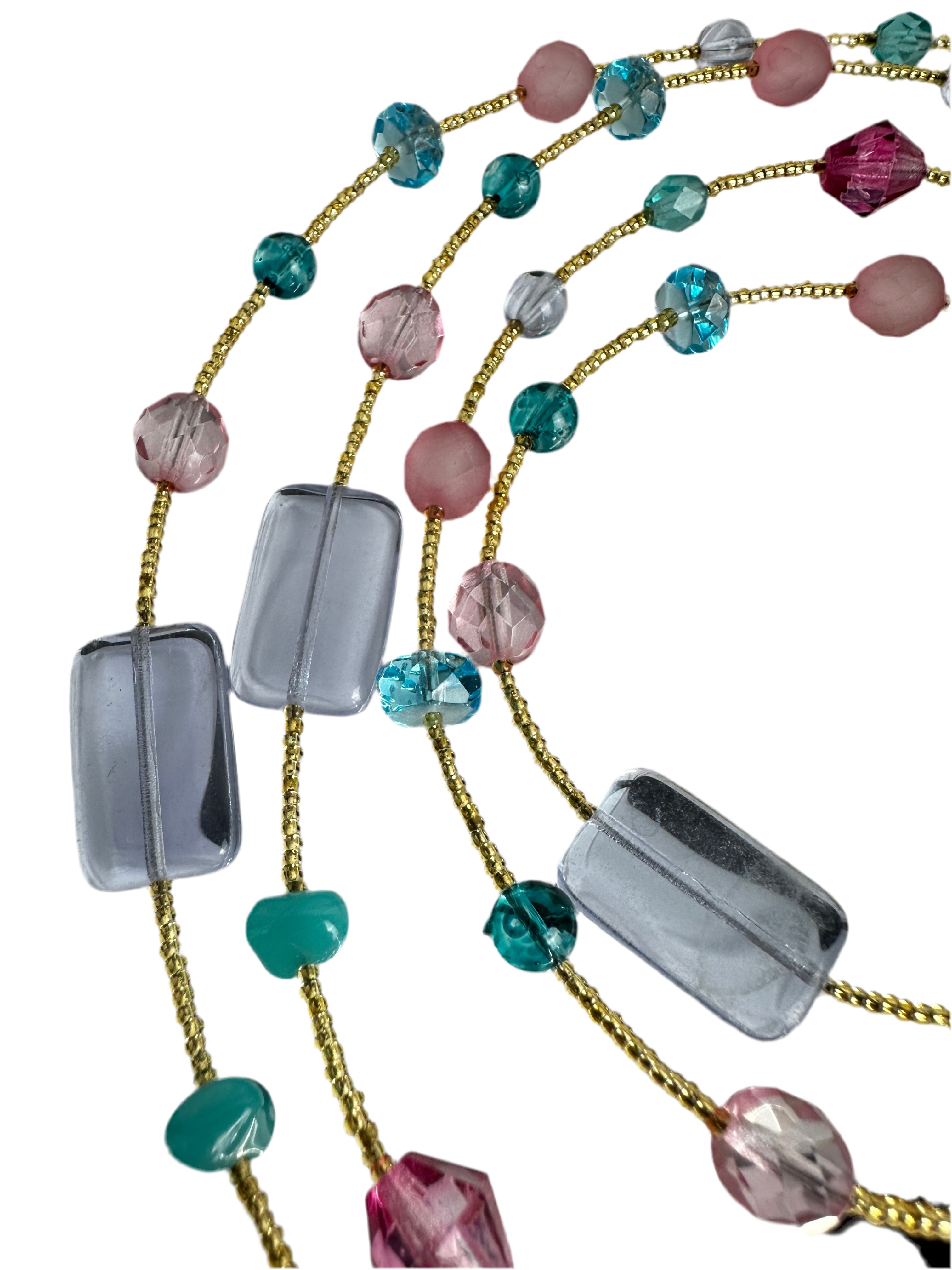 Manuela Zanvettori Multi gold pink & blue necklace