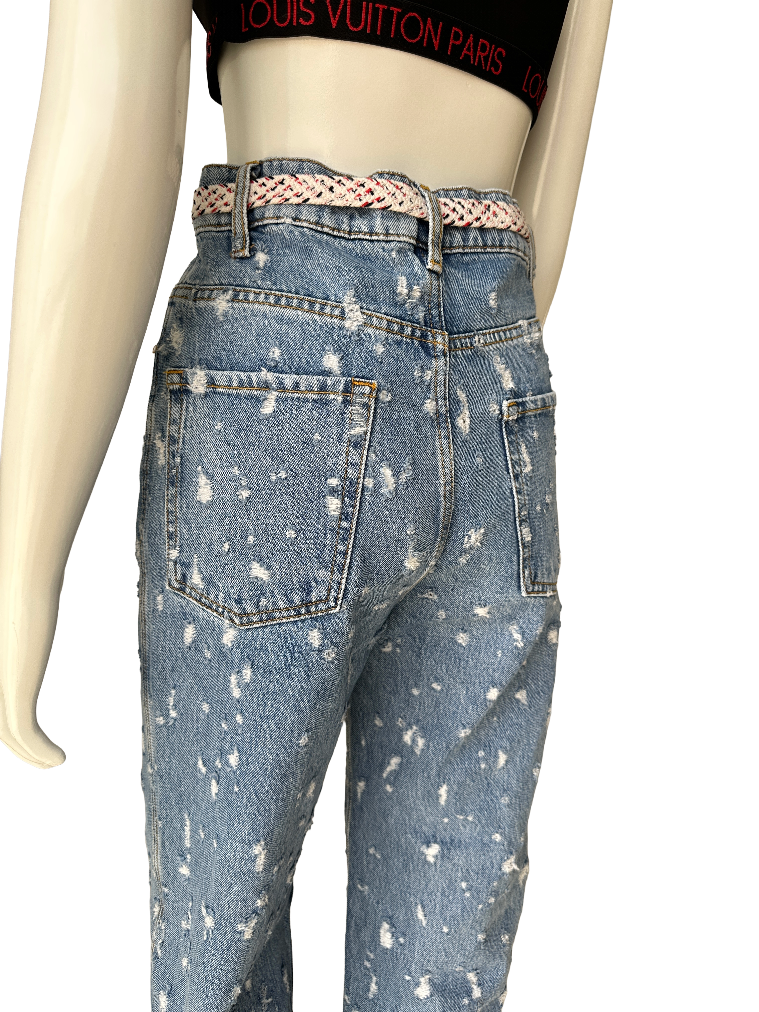 Sandro Ripped Blue Jean with belt - size 36