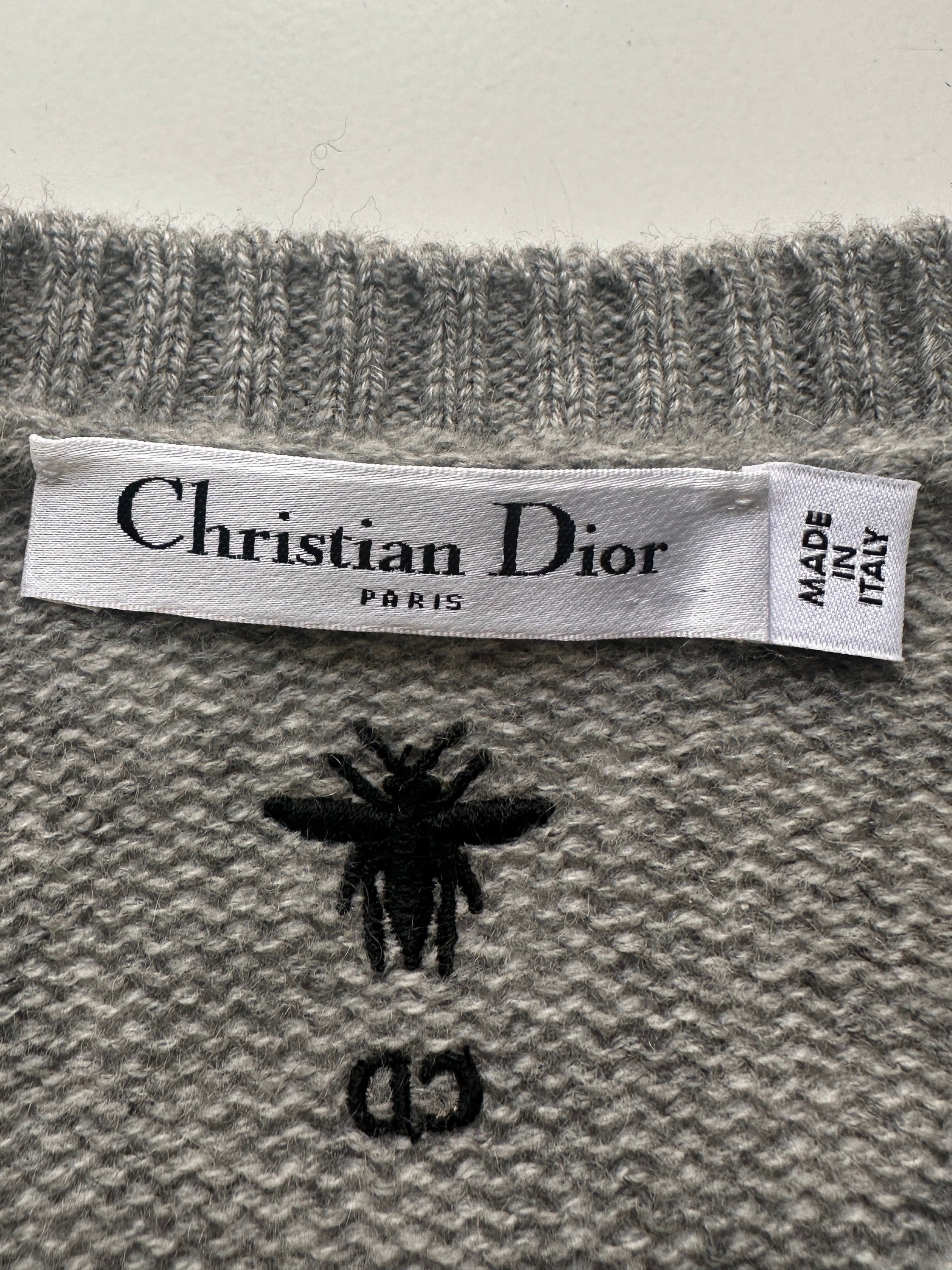 Dior grey sweater with yellow circle, star and bee - size 38