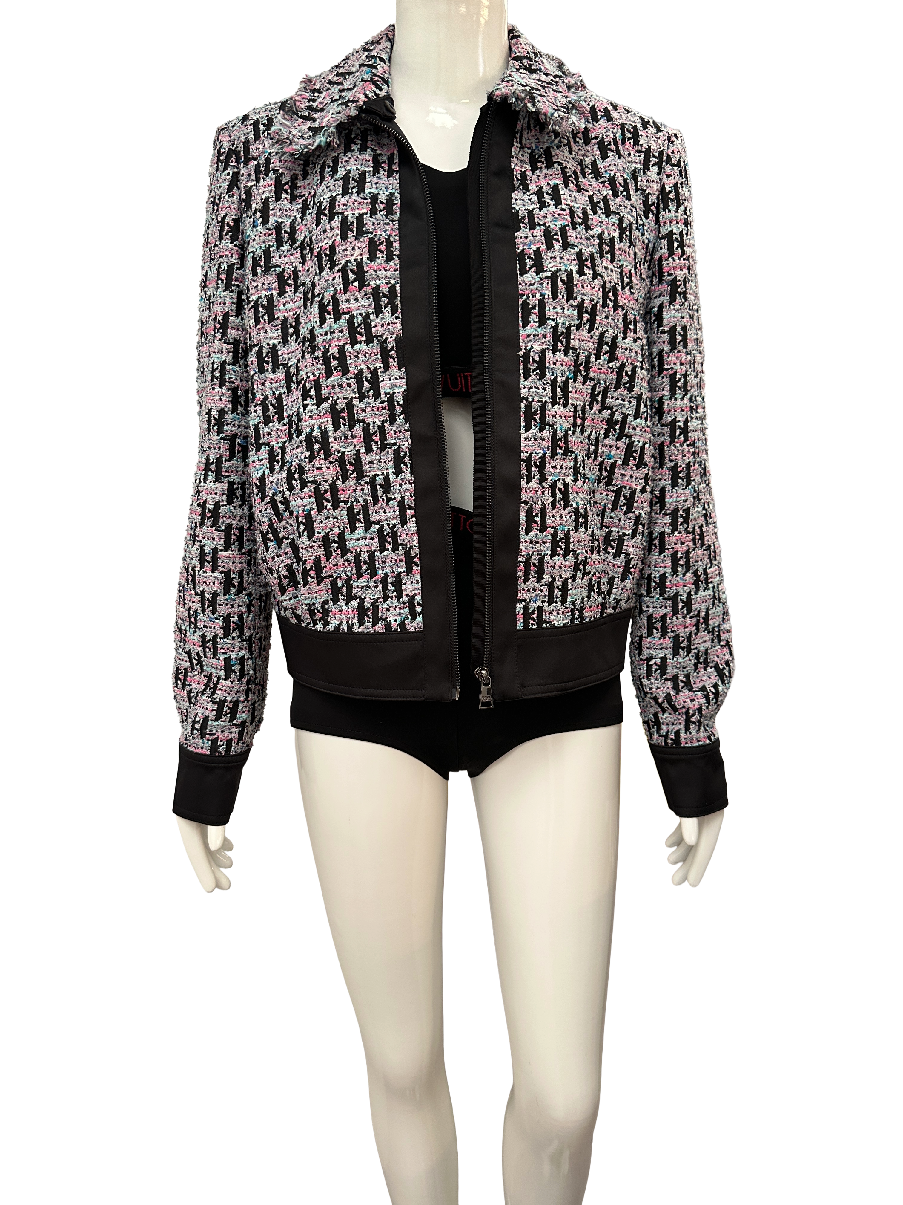 Karl Lagerfeld tweed biker jacket - size 38