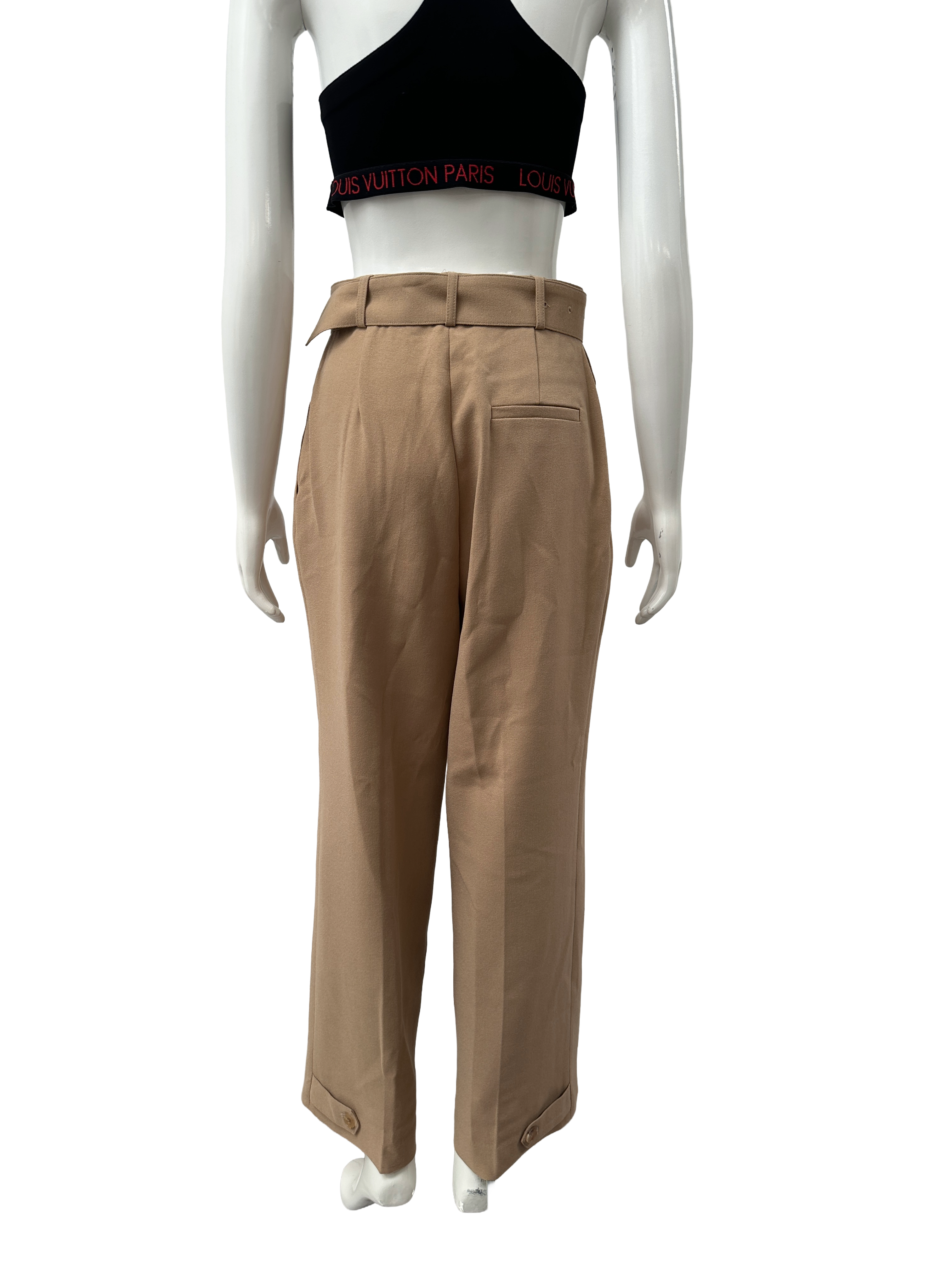 The Frankie Shop beige belted wide-leg pants - size 36
