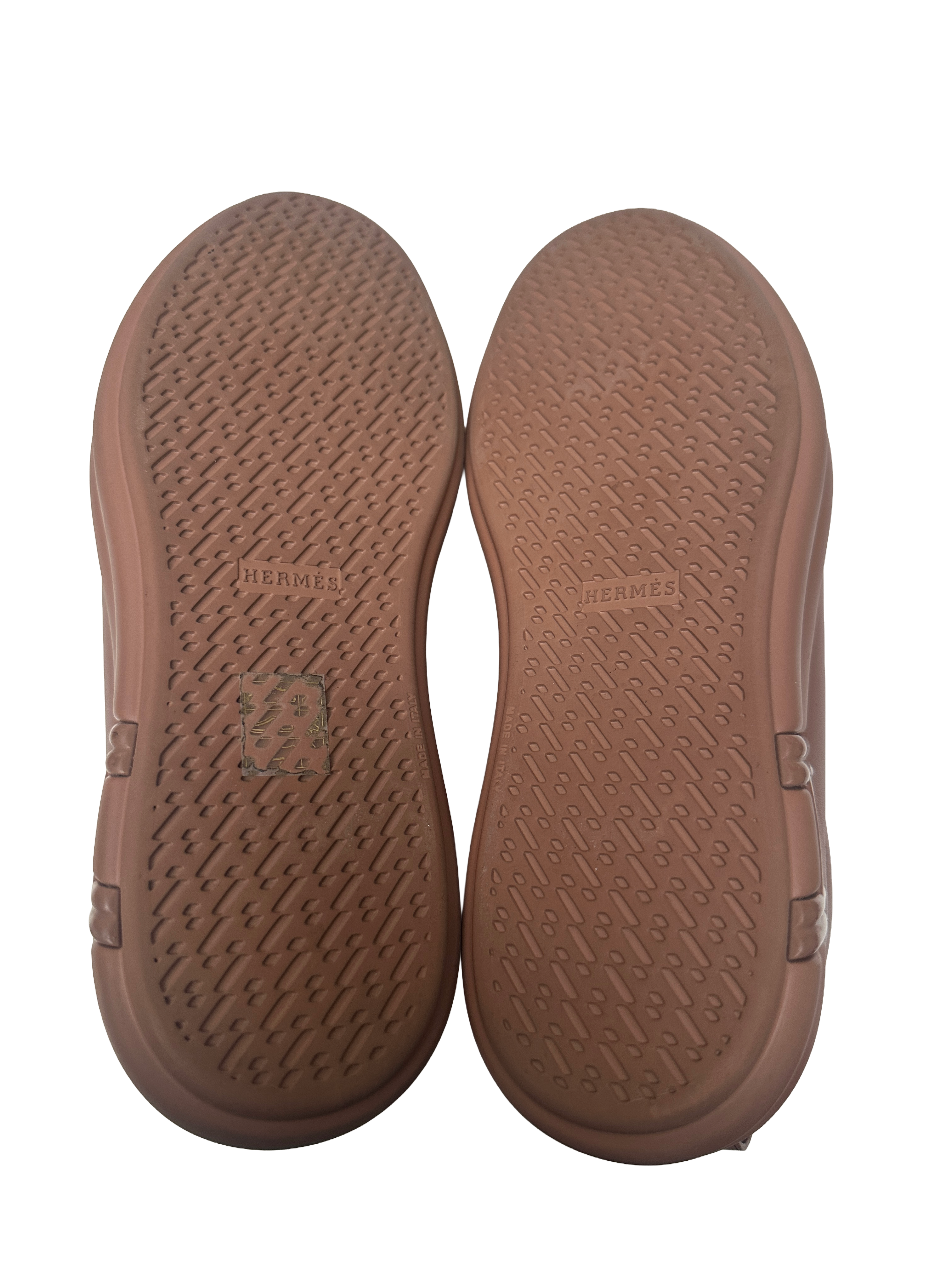 Hermes day sneakers nude leather - size 39.5