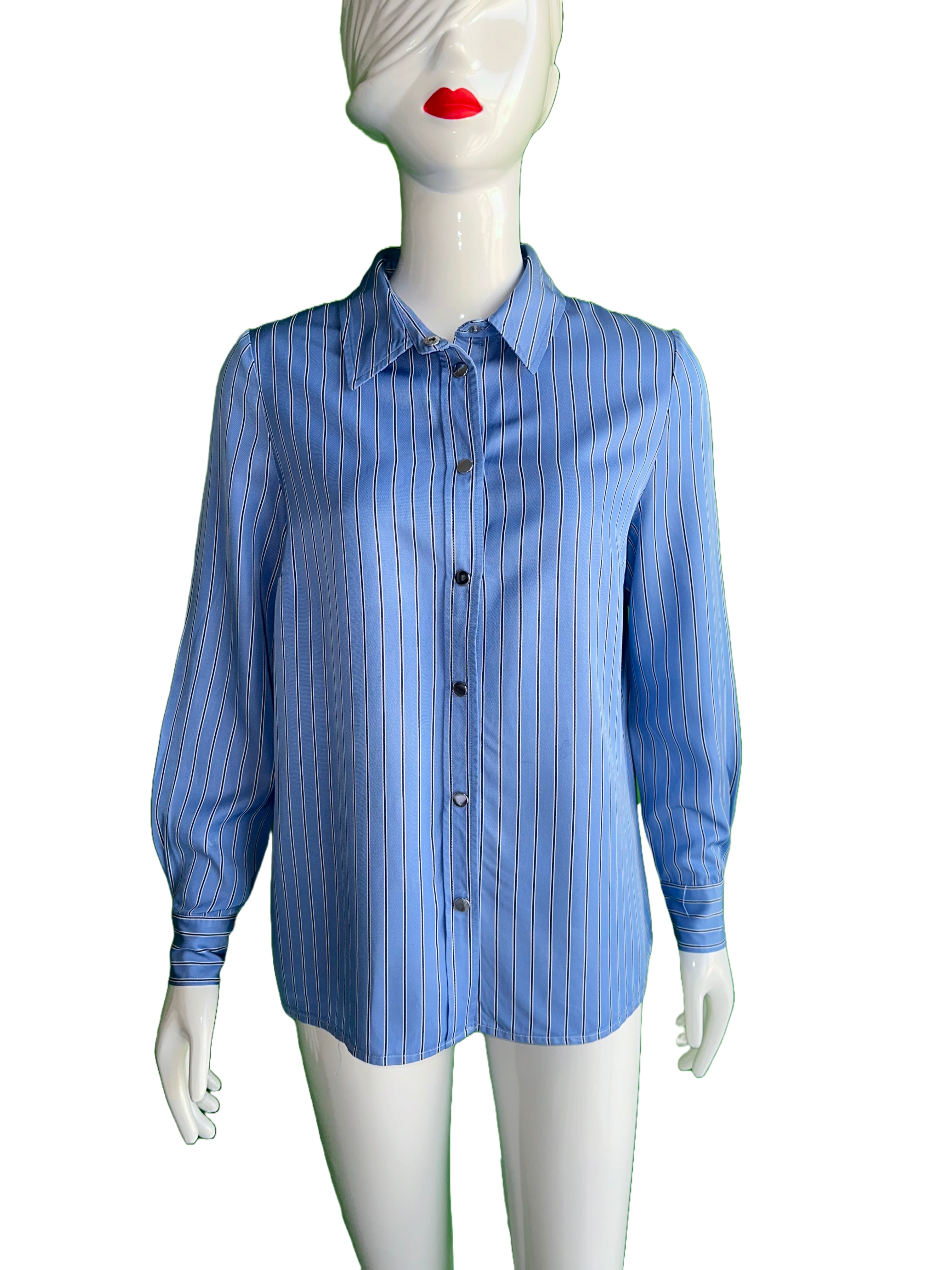 Ba&sh blue striped shirt with silver buttons - size 36