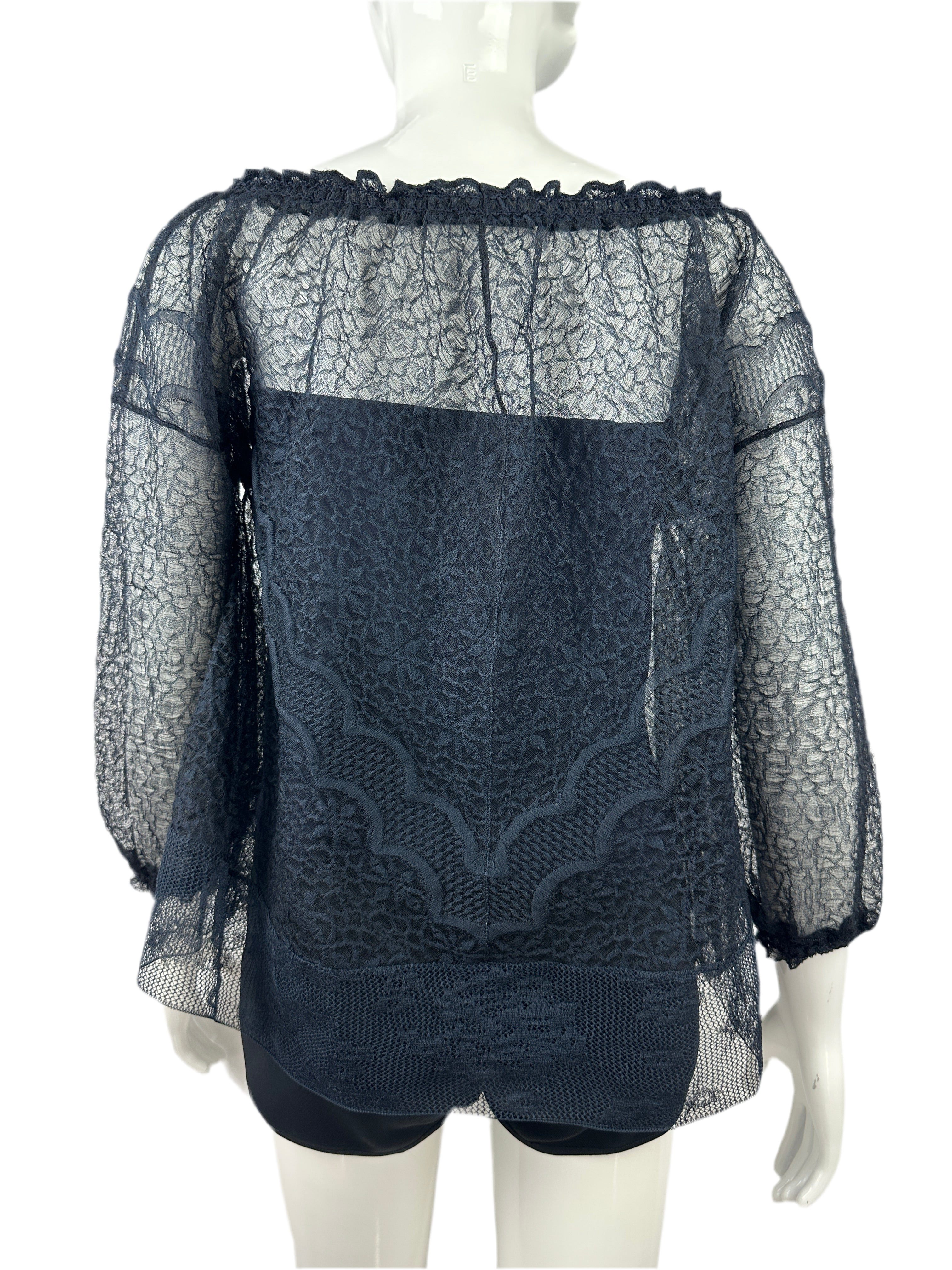 Dior blue lace off-shoulder top - size 36