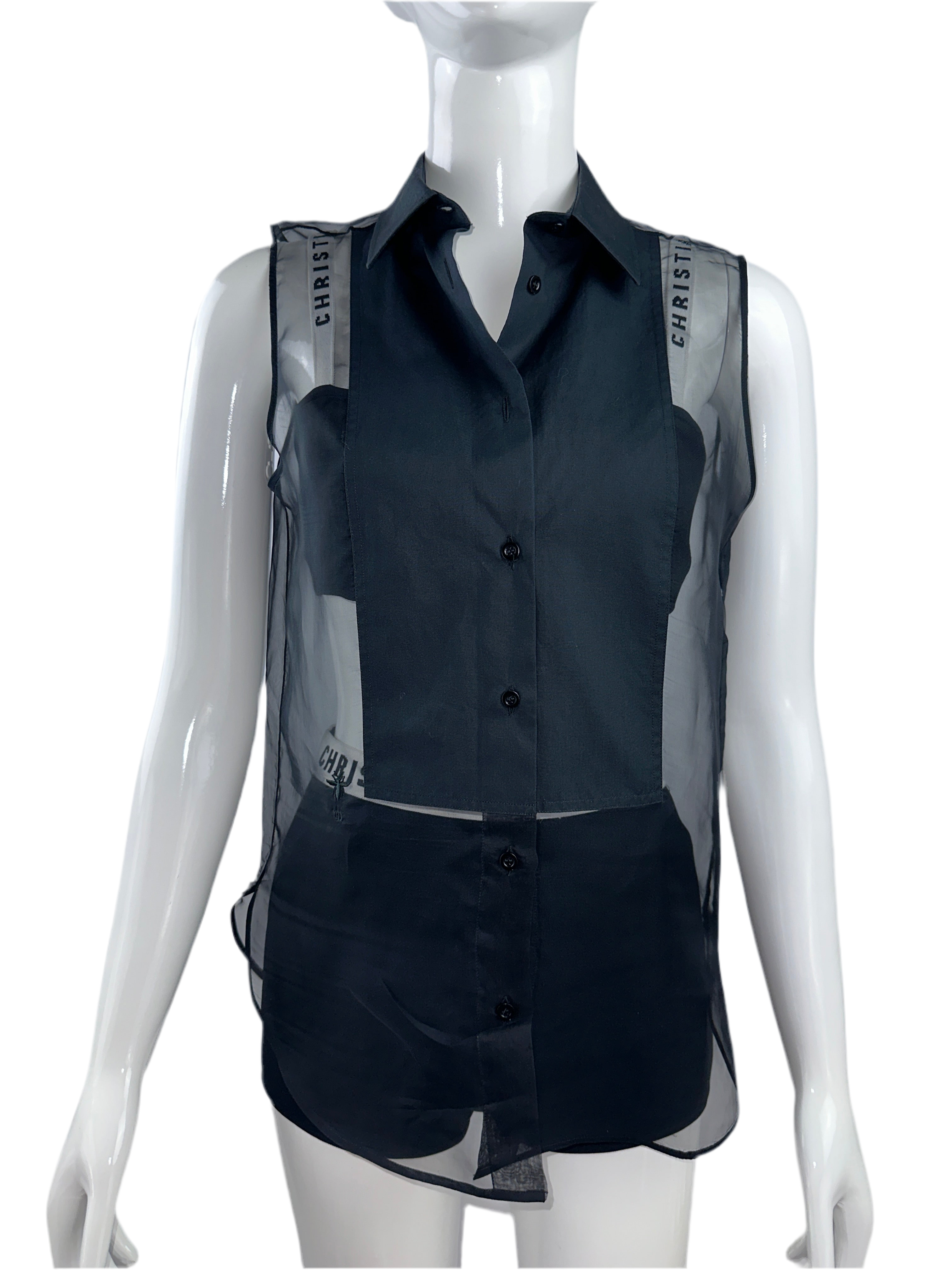 Dior transparent blouse with black bib - size 34
