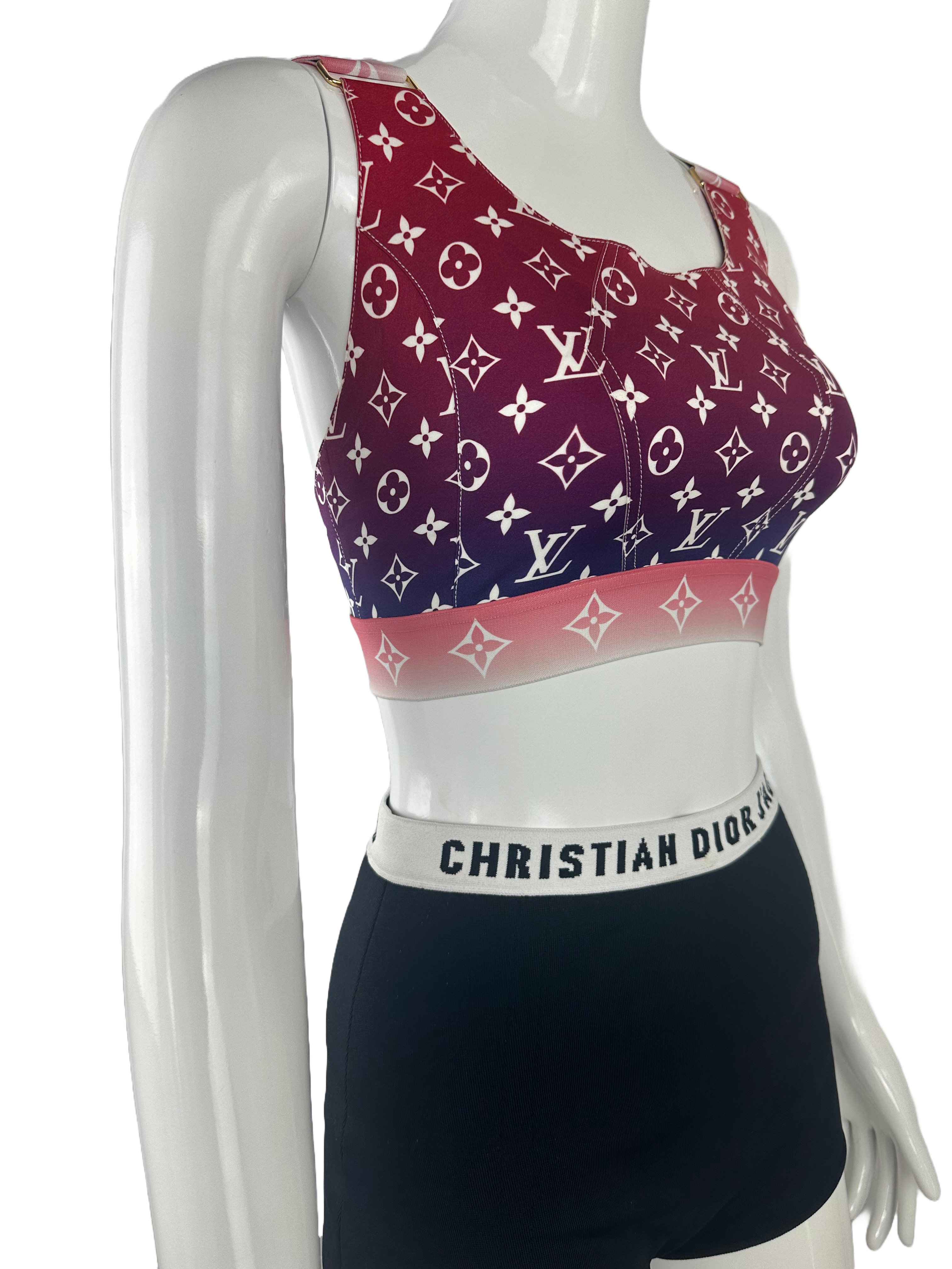 Louis Vuitton pink and purple bra with white monogram - size 34