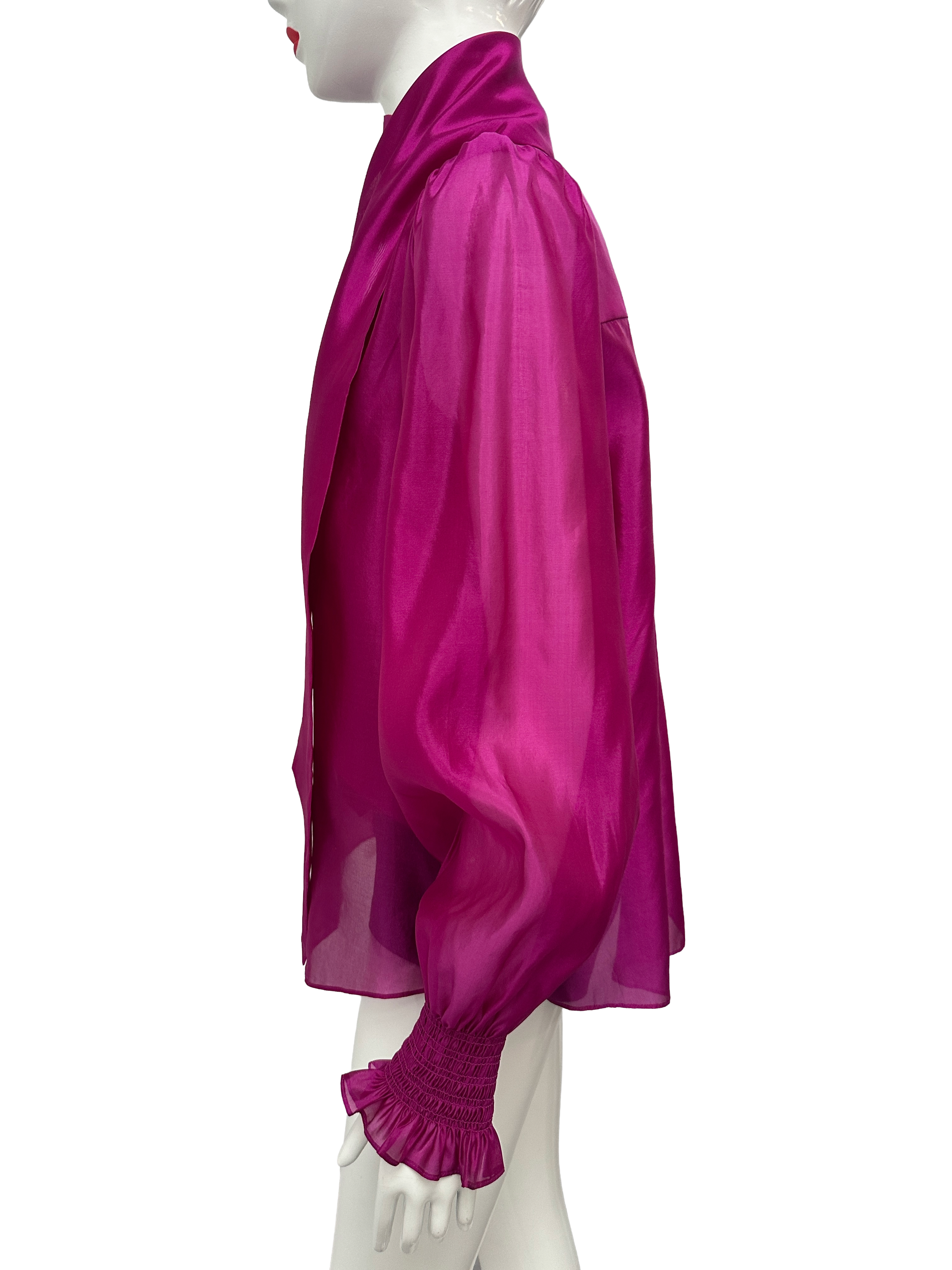 ME+EM fushia silk 3 piece set (cami, sheer blouse & scarf) - size 40