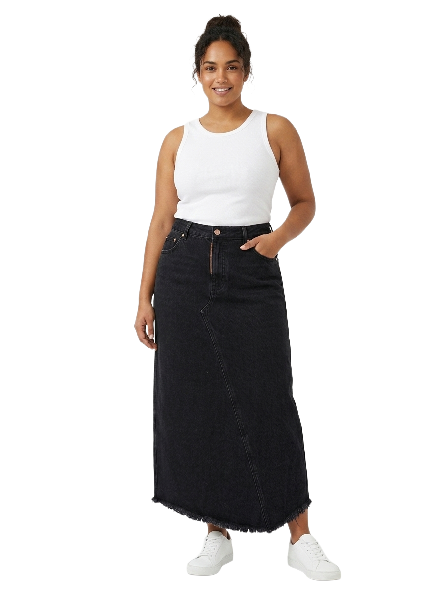 Raey black organic cotton denim midi skirt - size 40