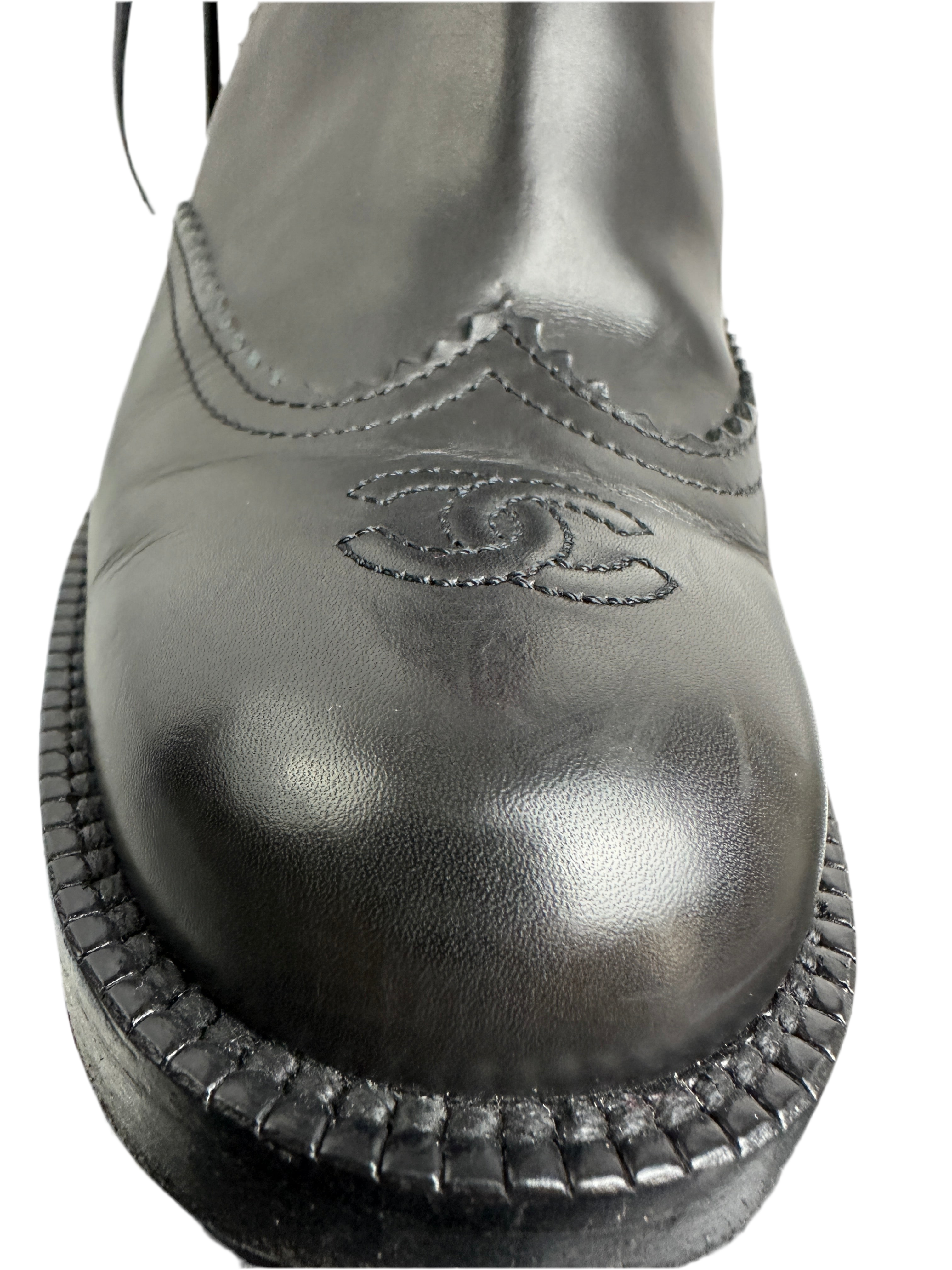 Chanel short boots black and fushia - size 37