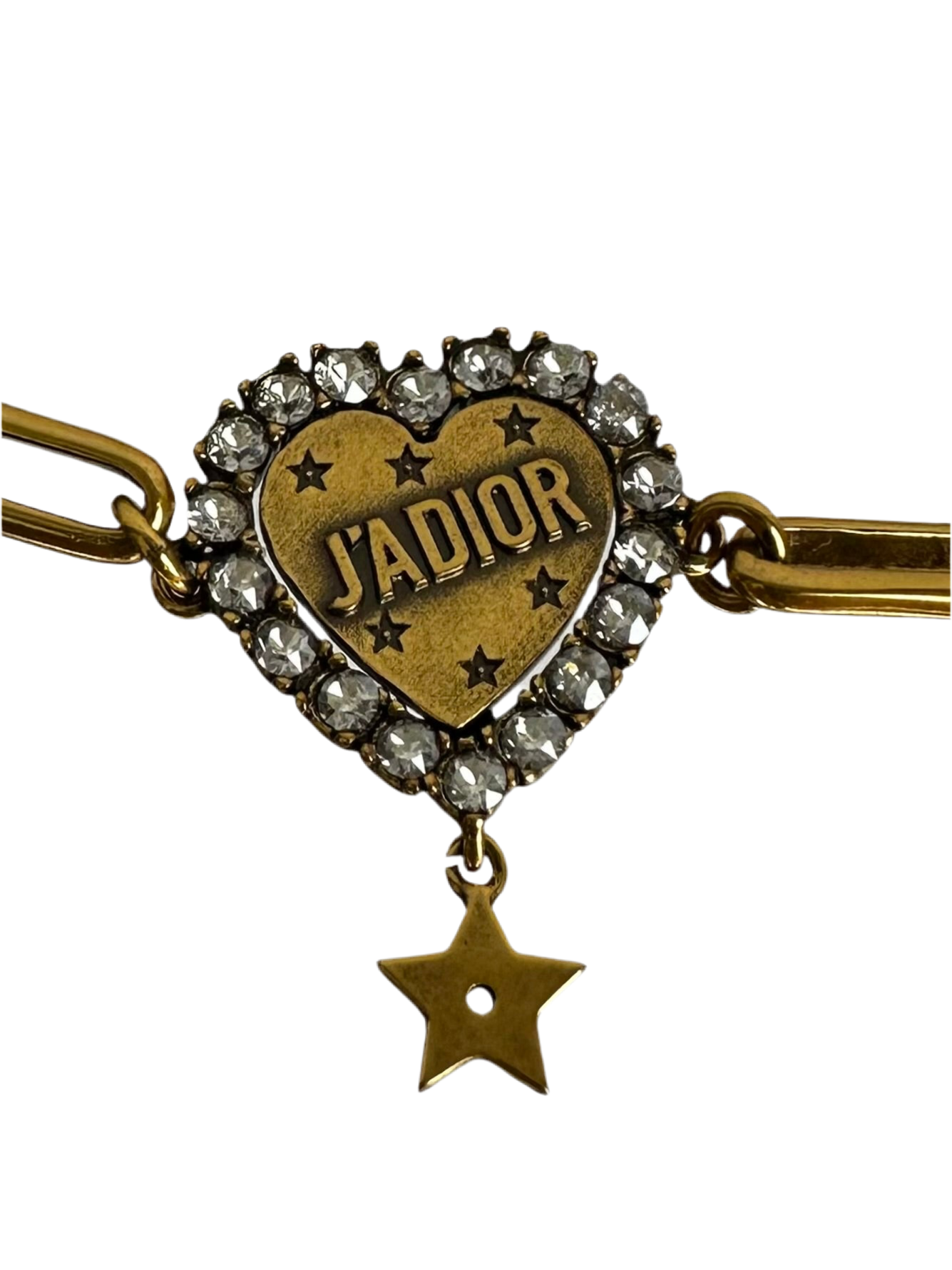 Dior metal crystal heart j'adior choker necklace age gold