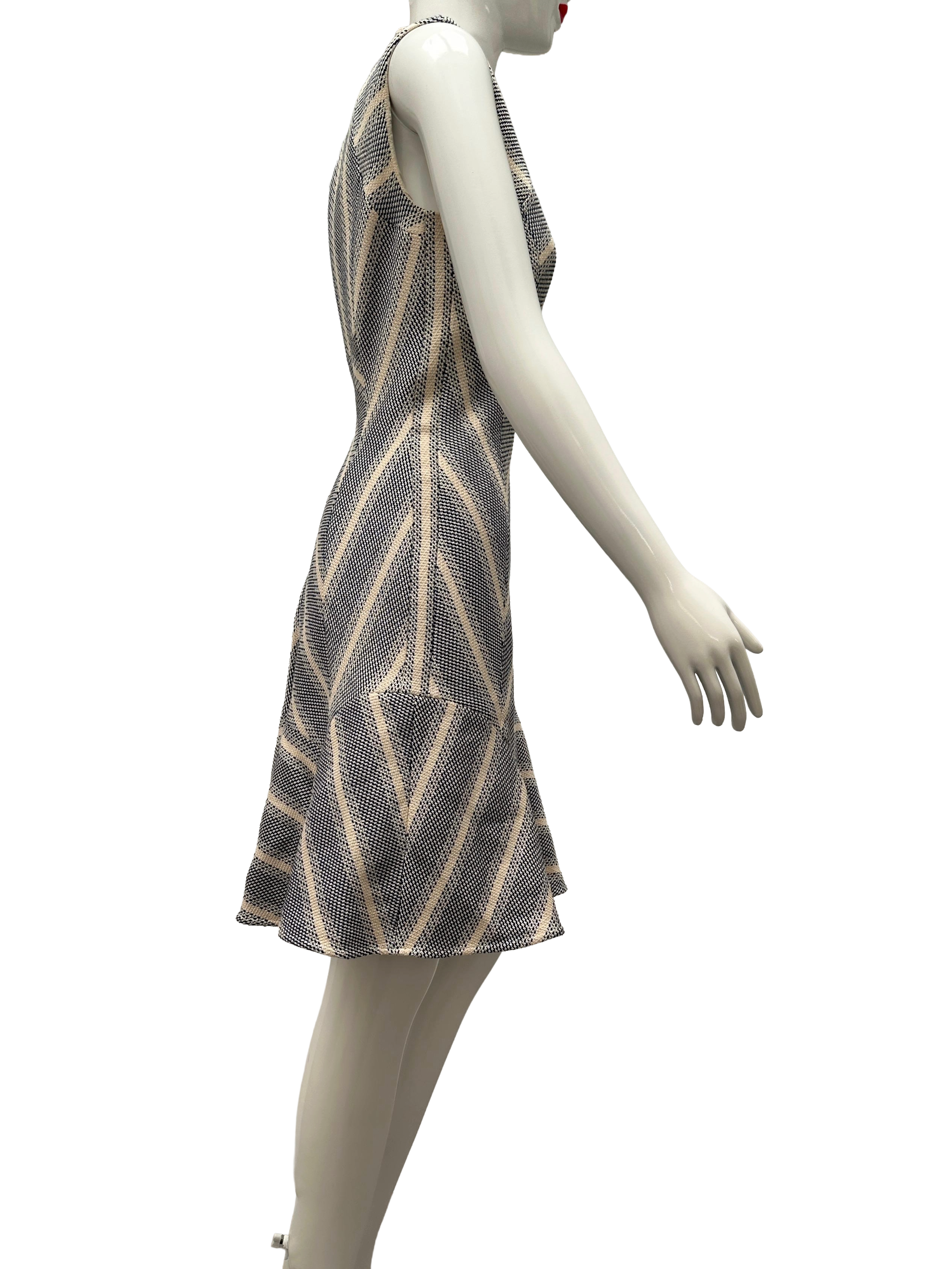 Karen Millen blue and white textured dress - size 38
