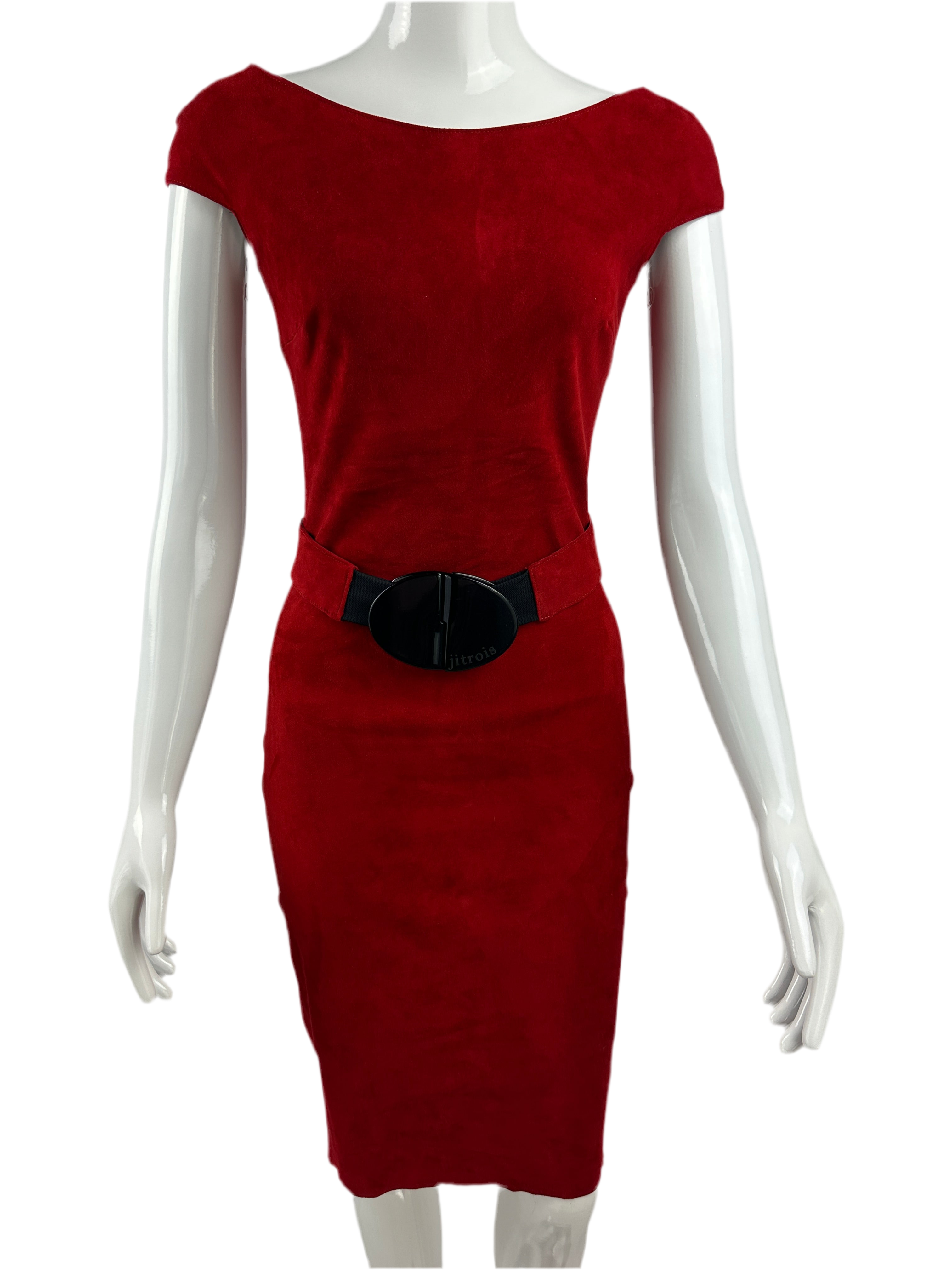 Jitrois red lambskin knee-length dress - size 36