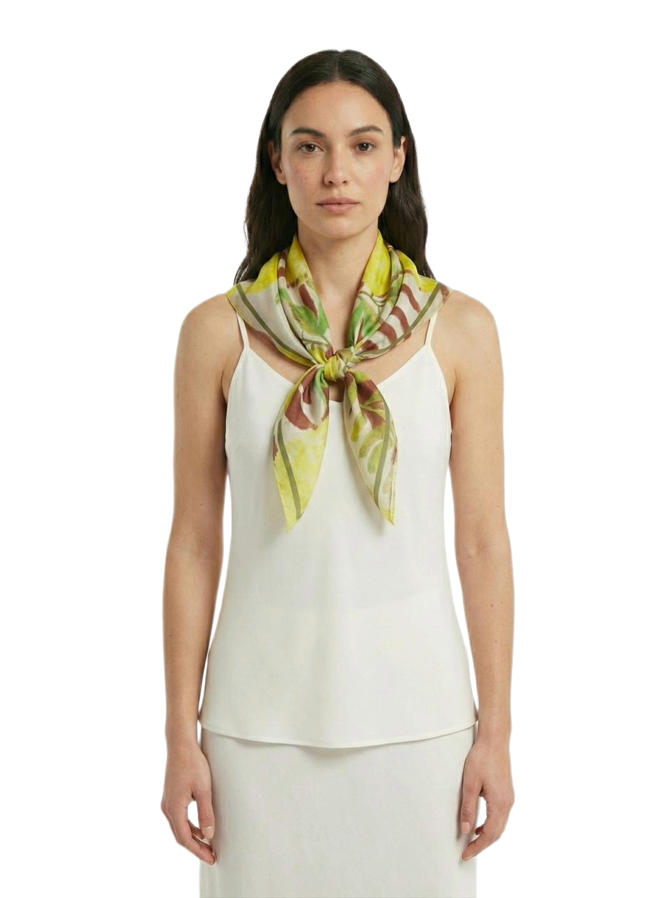 100% silk botanical printed square