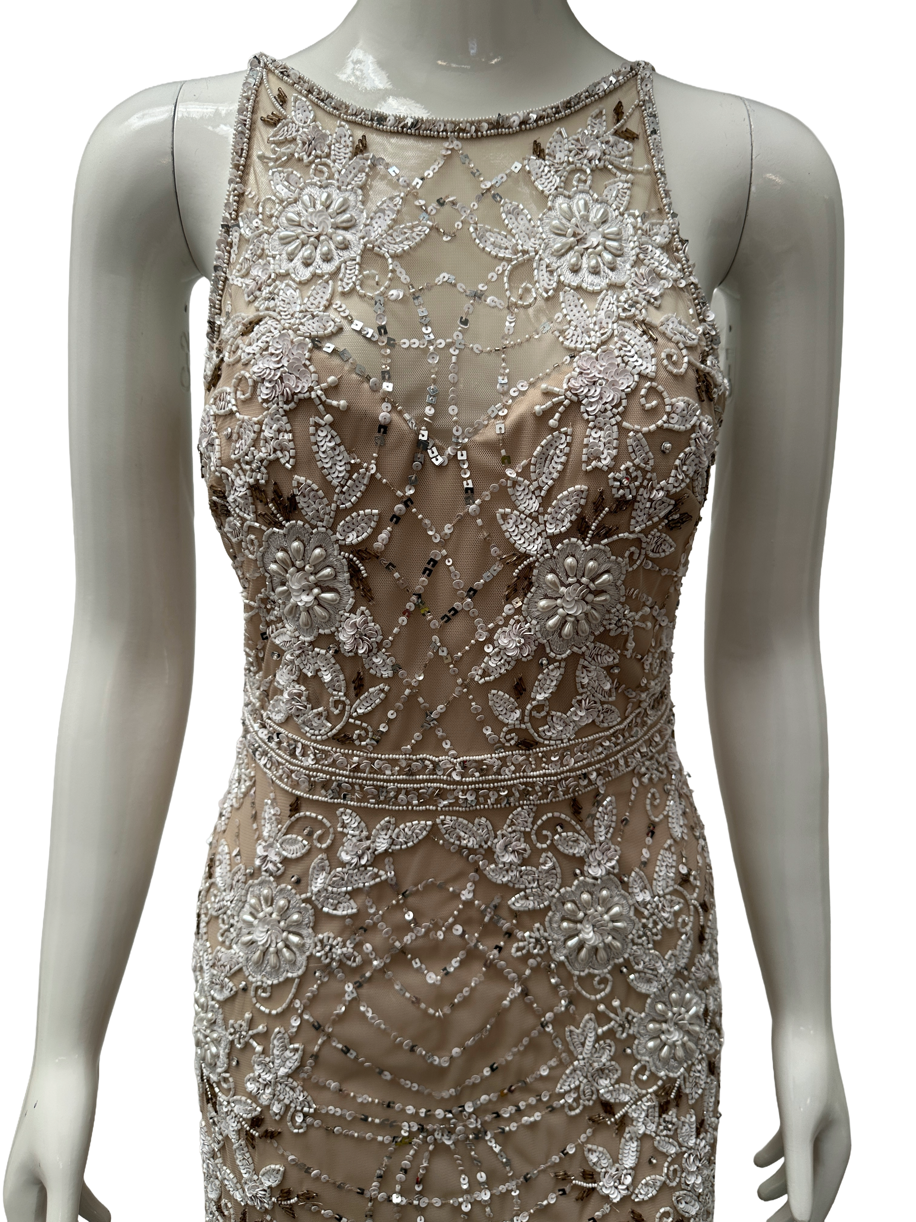 Adriana Papell sequined and beaded illusion mesh - size 34