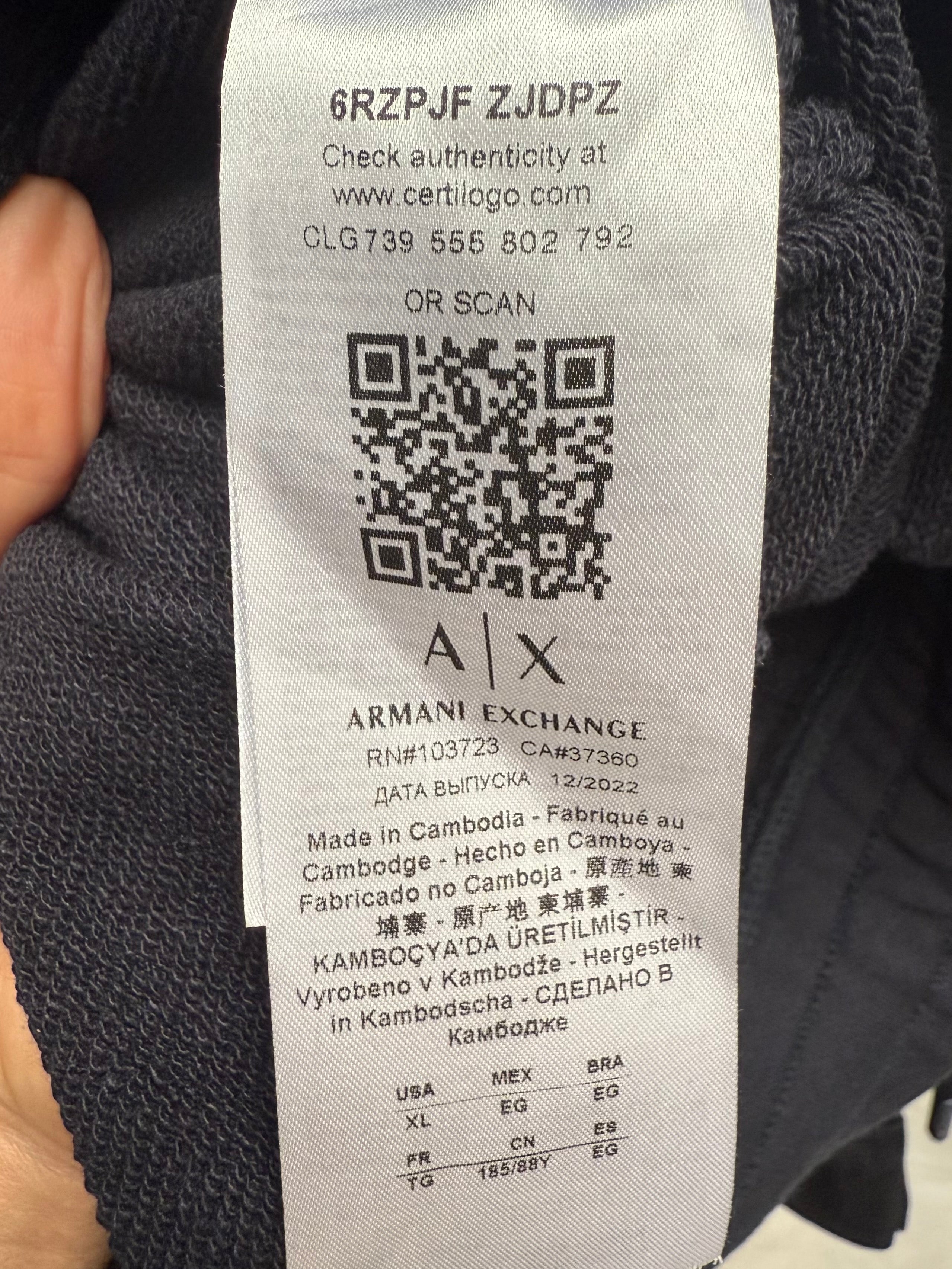 Armani Exchange black logo jogger pants - size XL