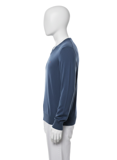 Tommy Hilfiger blue cotton v-neck sweater - size L