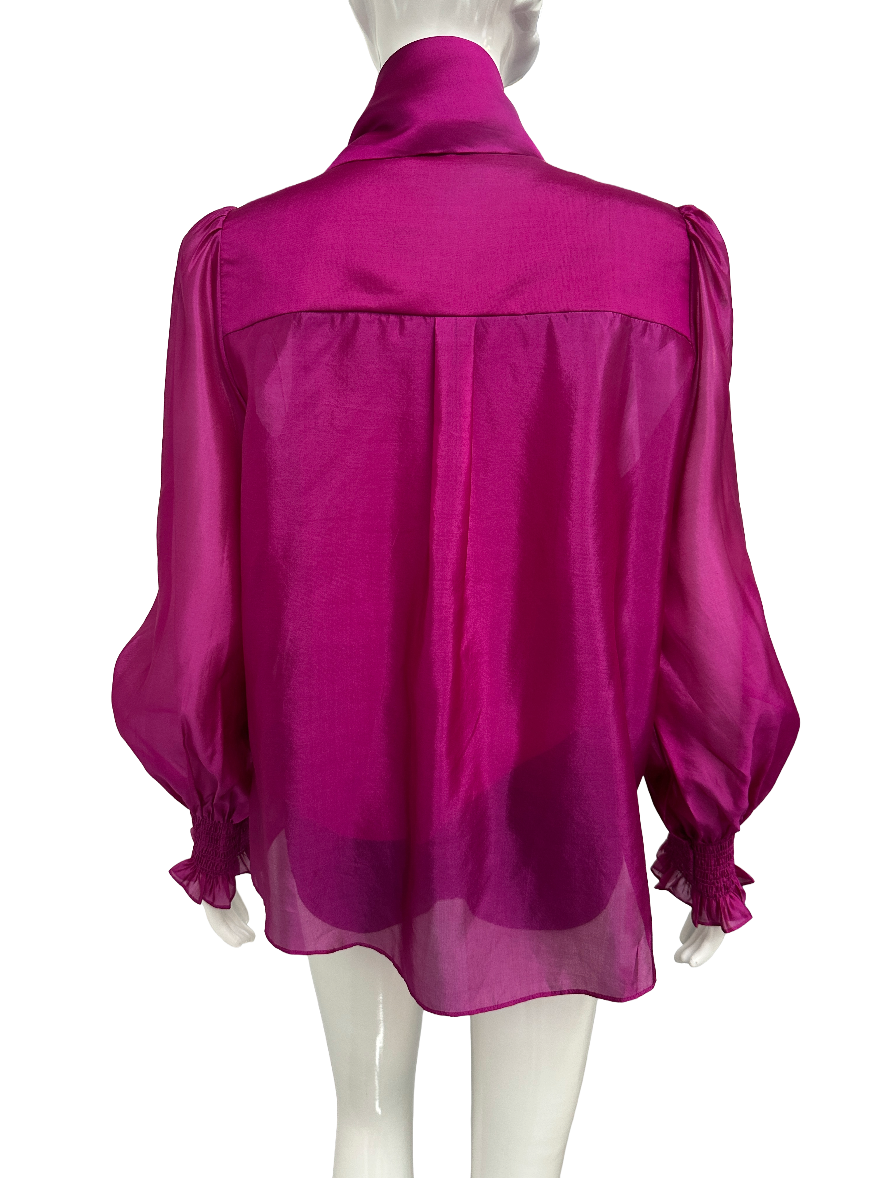 ME+EM fushia silk 3 piece set (cami, sheer blouse & scarf) - size 40