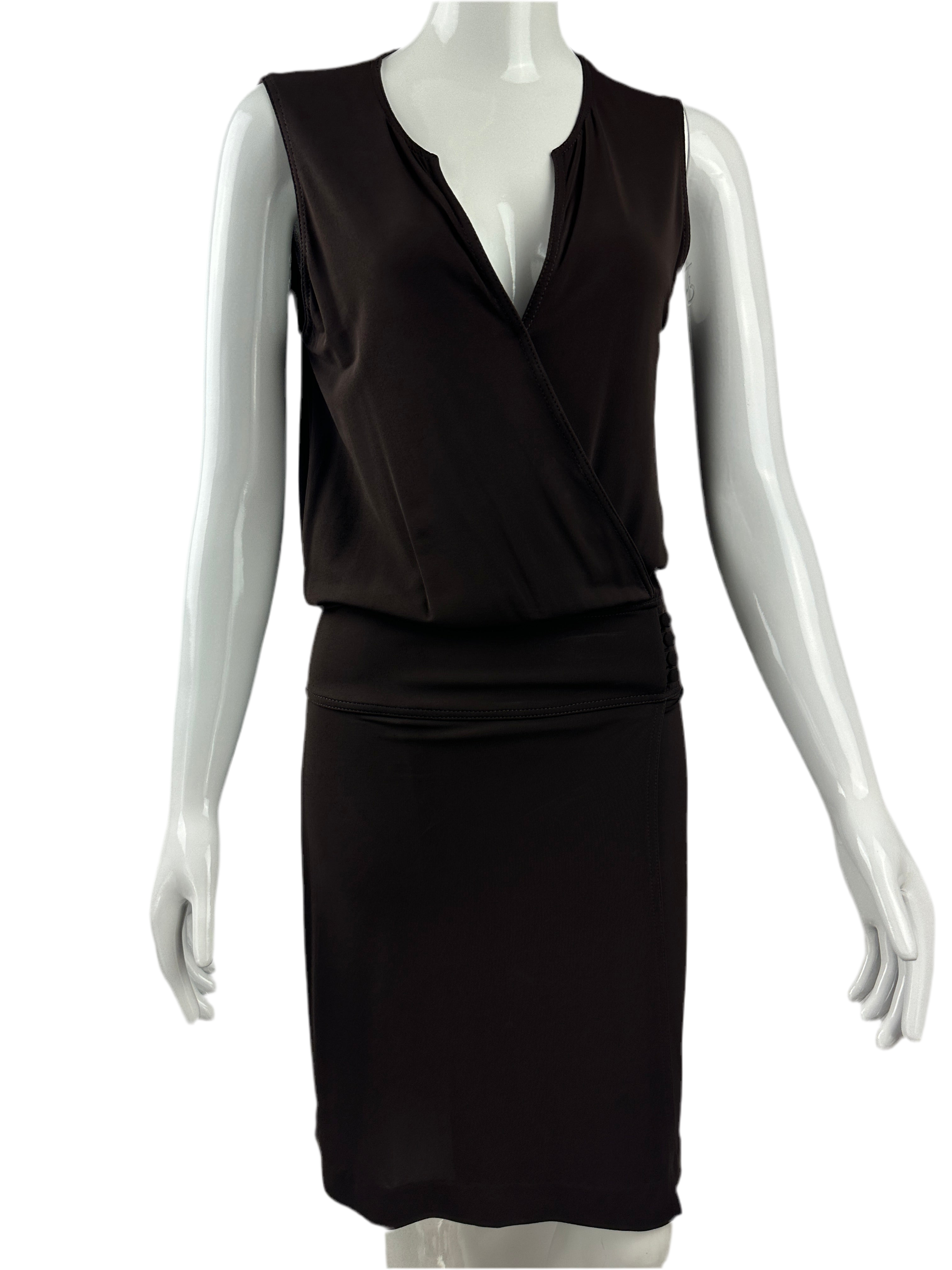 Hugo Boss brown sleeveless dress with sweetheart neckline - size 34