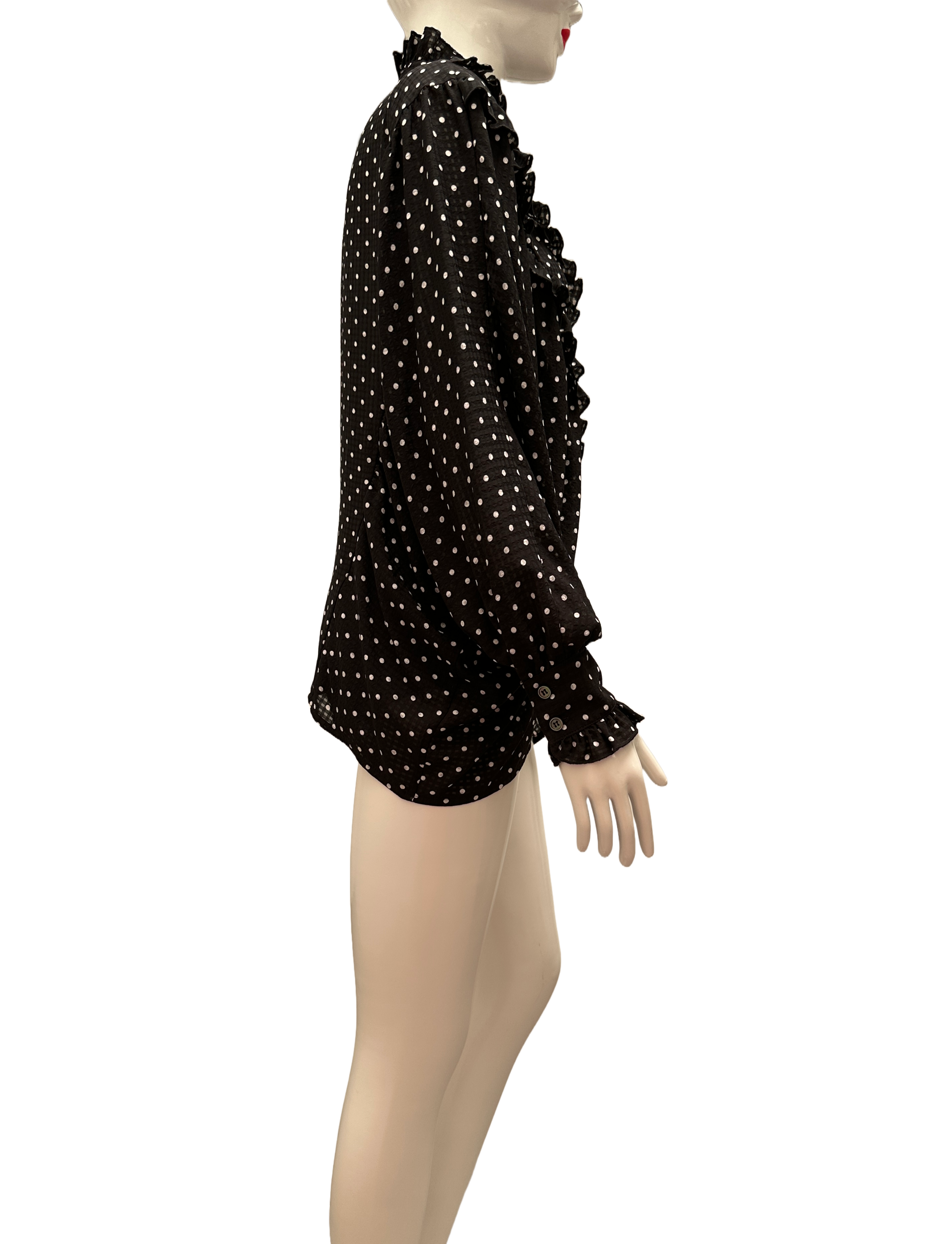 Alexa Chung black blouse with white polka dots - size 38