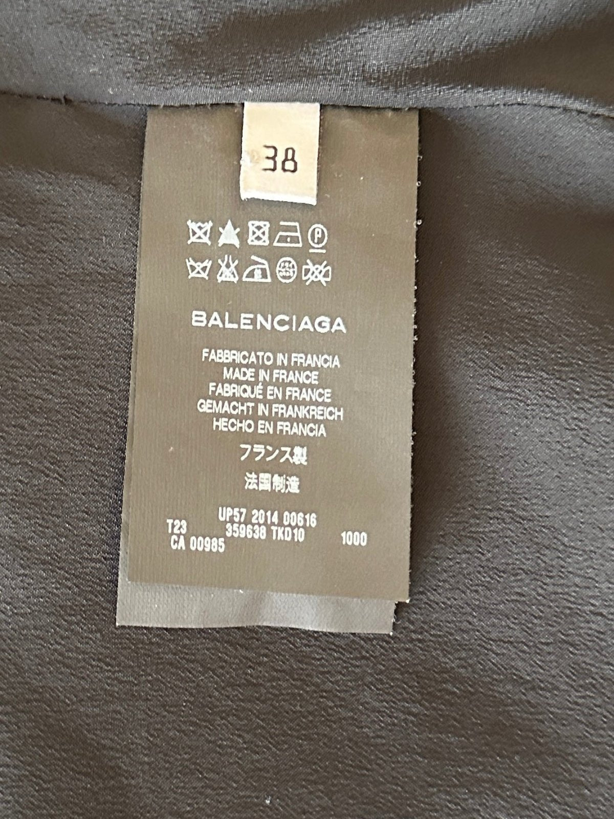 Balenciaga black draped top with gold detail - size 38