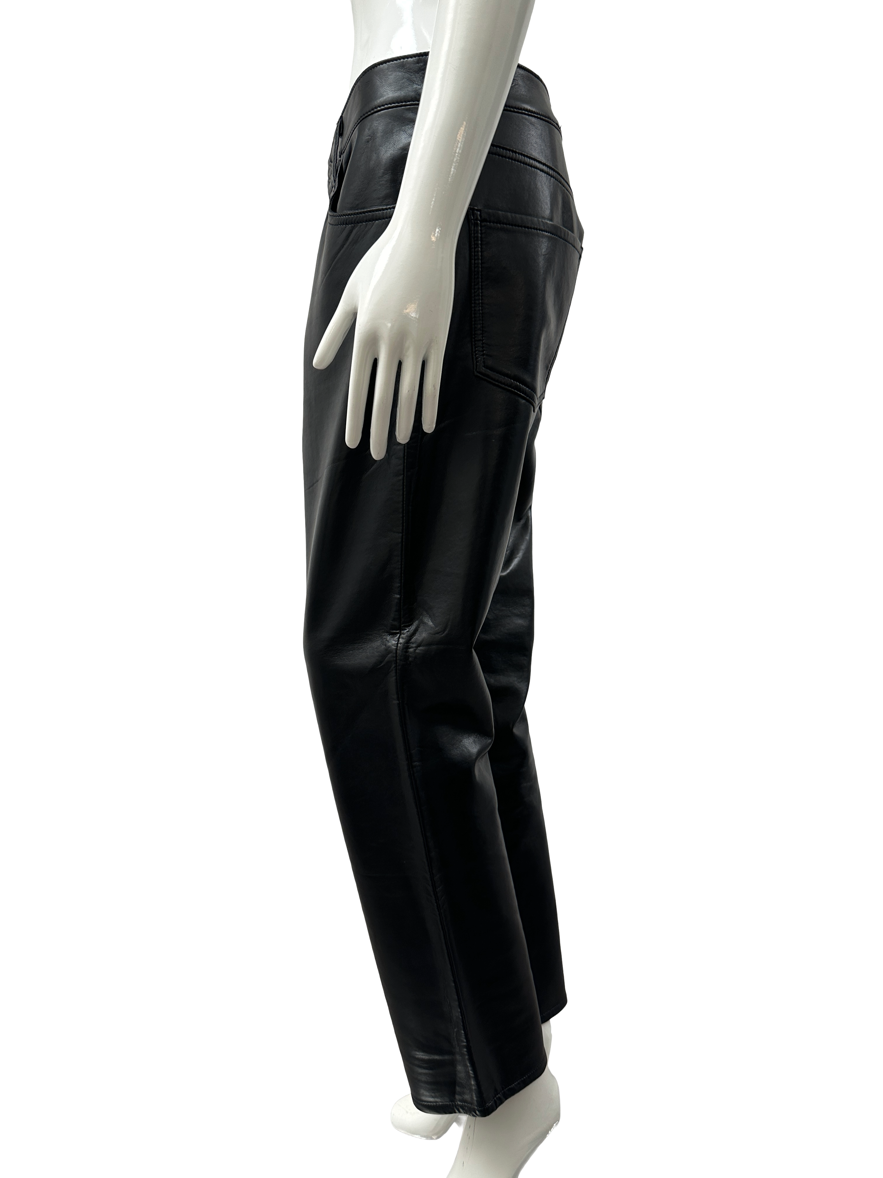 Citizens of Humanity Jolene black leather straight-leg pants - size 28