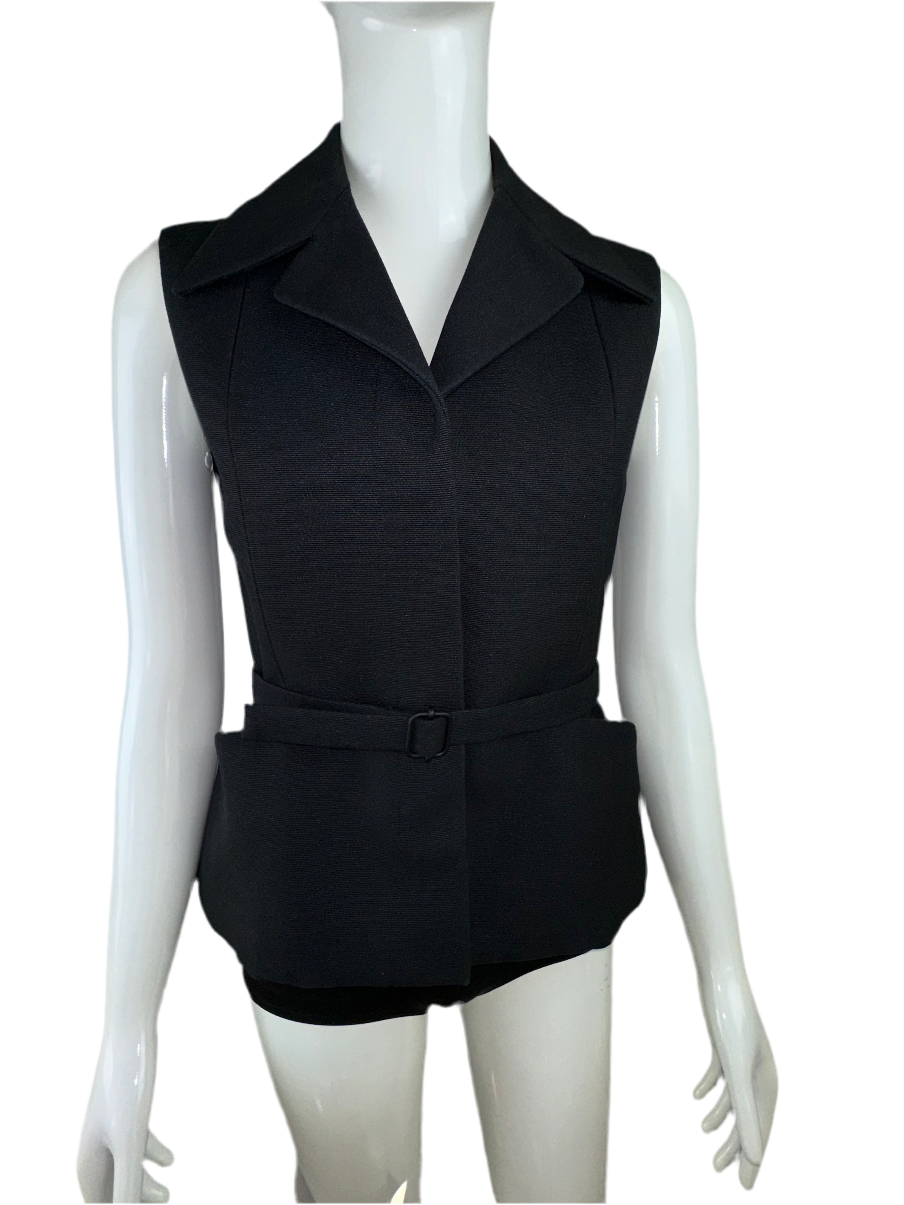 Christian Dior Bar vest jacket without sleeves 100% silk - size 34 FR