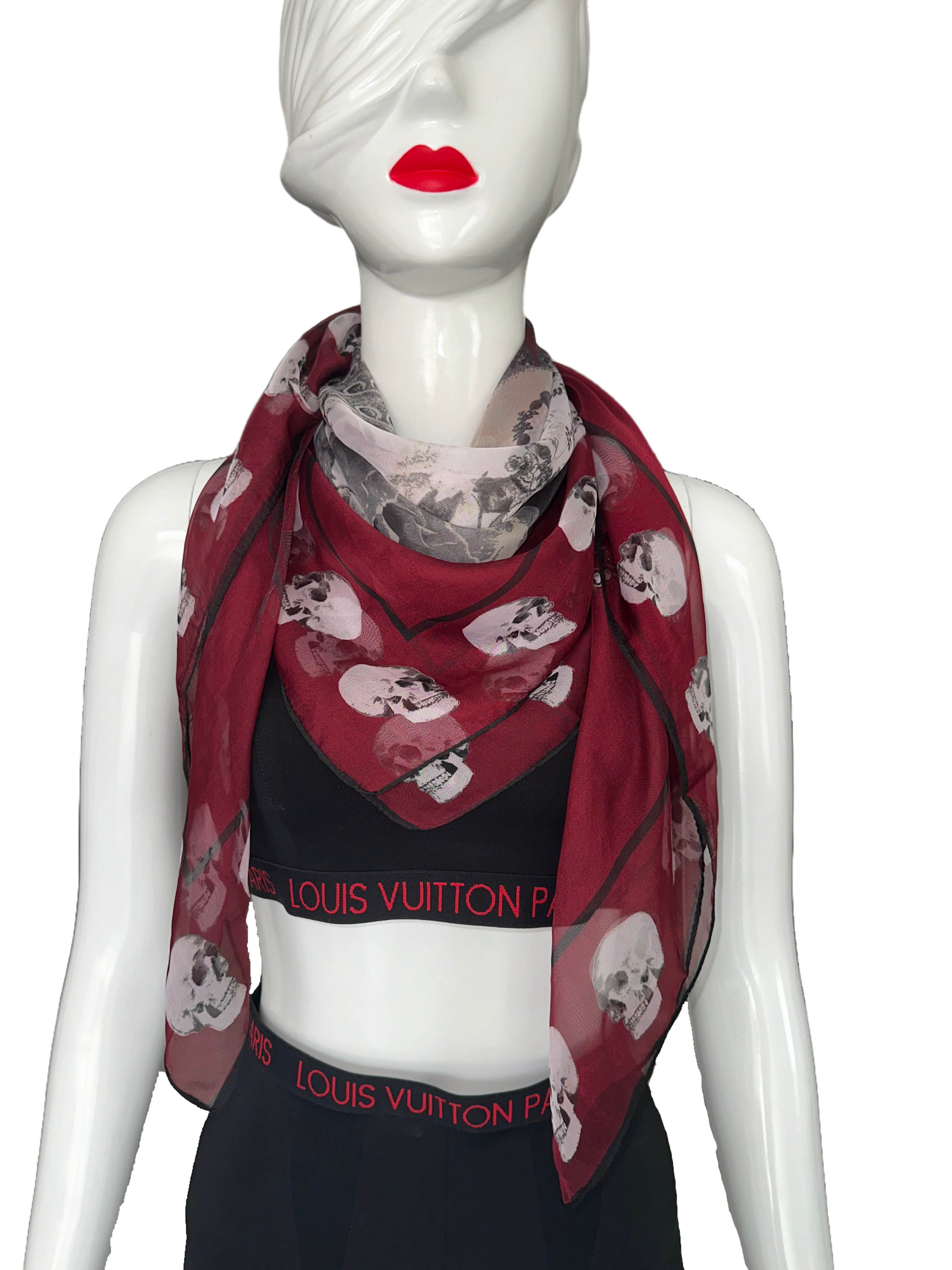 The Kooples burgundy skull scarf