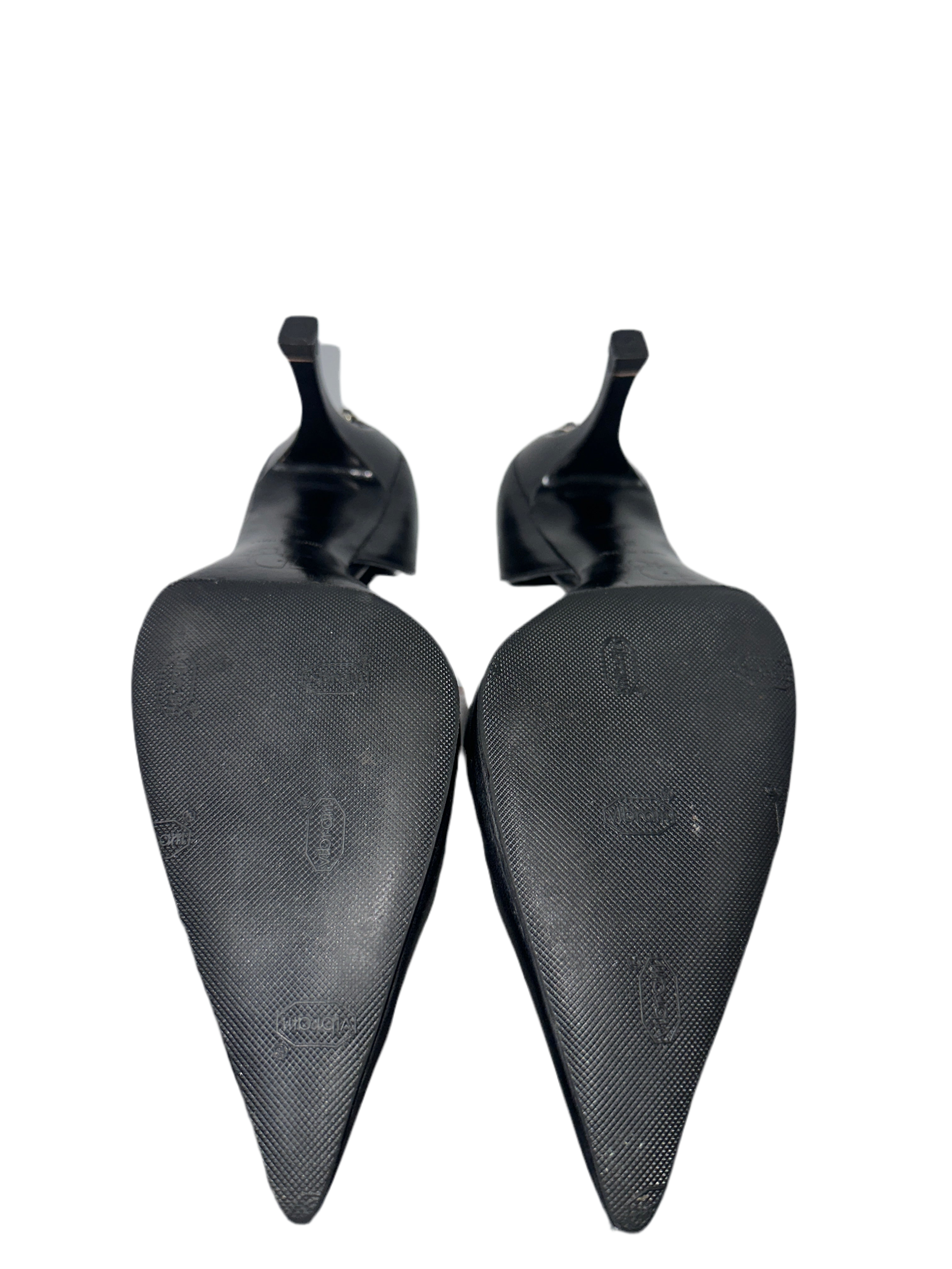 Dior pointed black pumps with key and padlock detail on back - size 36