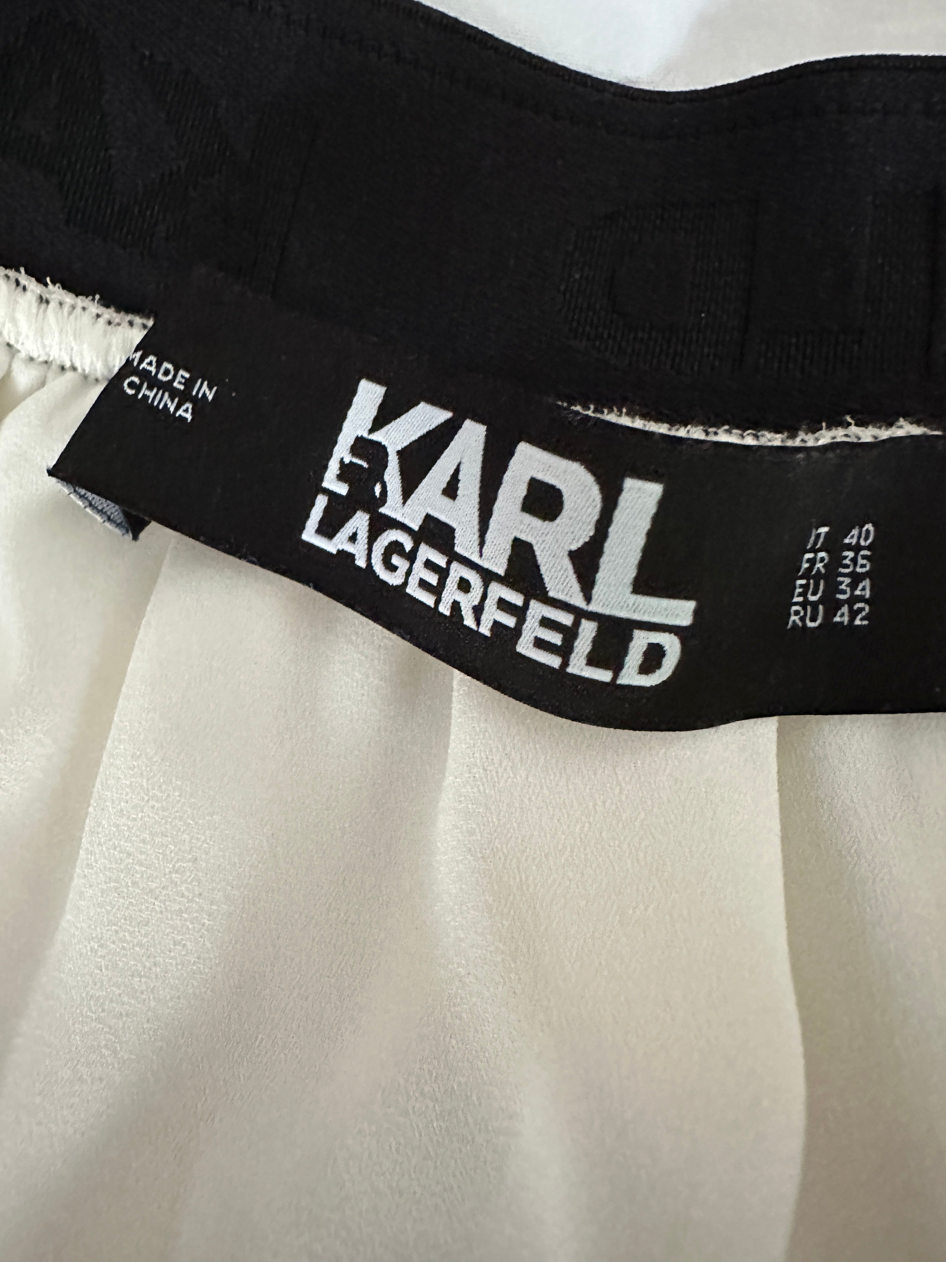 Karl Lagerfeld long yellow and white pleated skirt - size 36