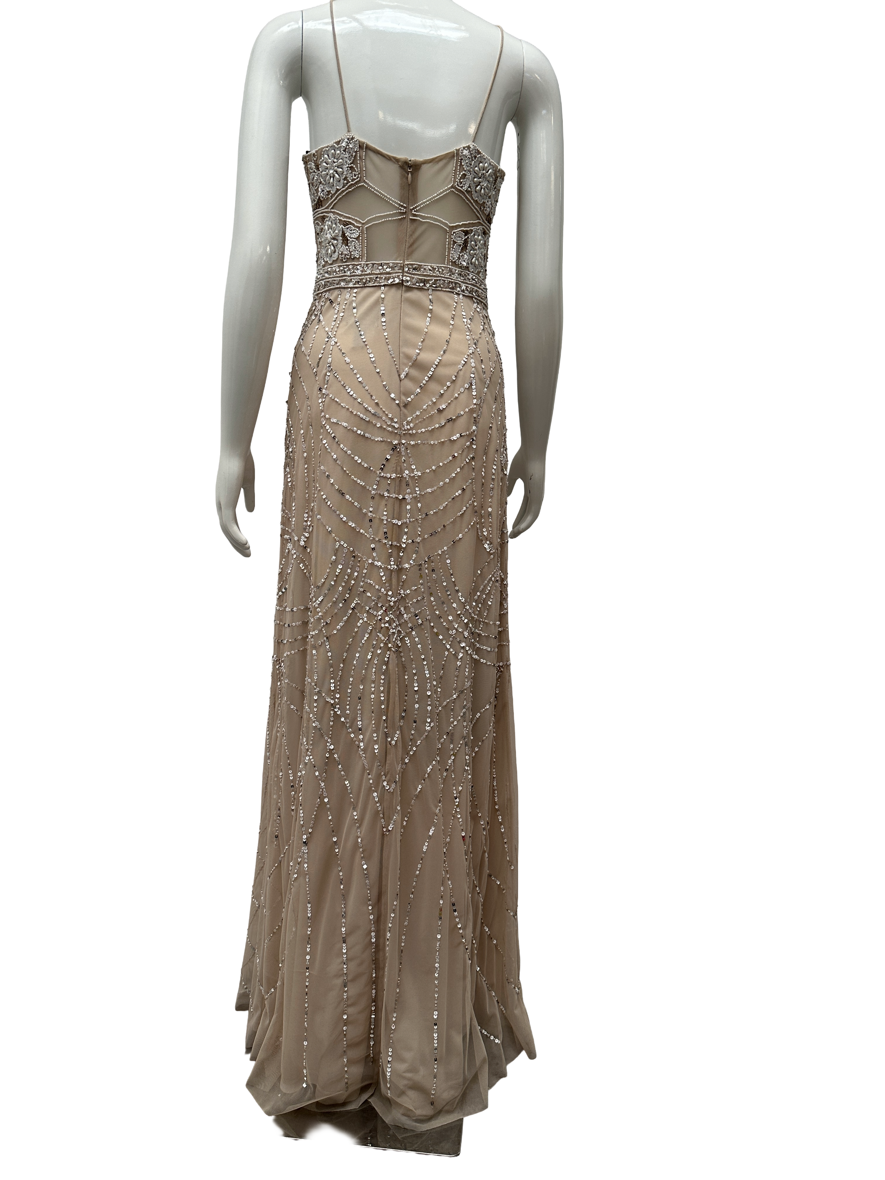 Adriana Papell sequined and beaded illusion mesh - size 34