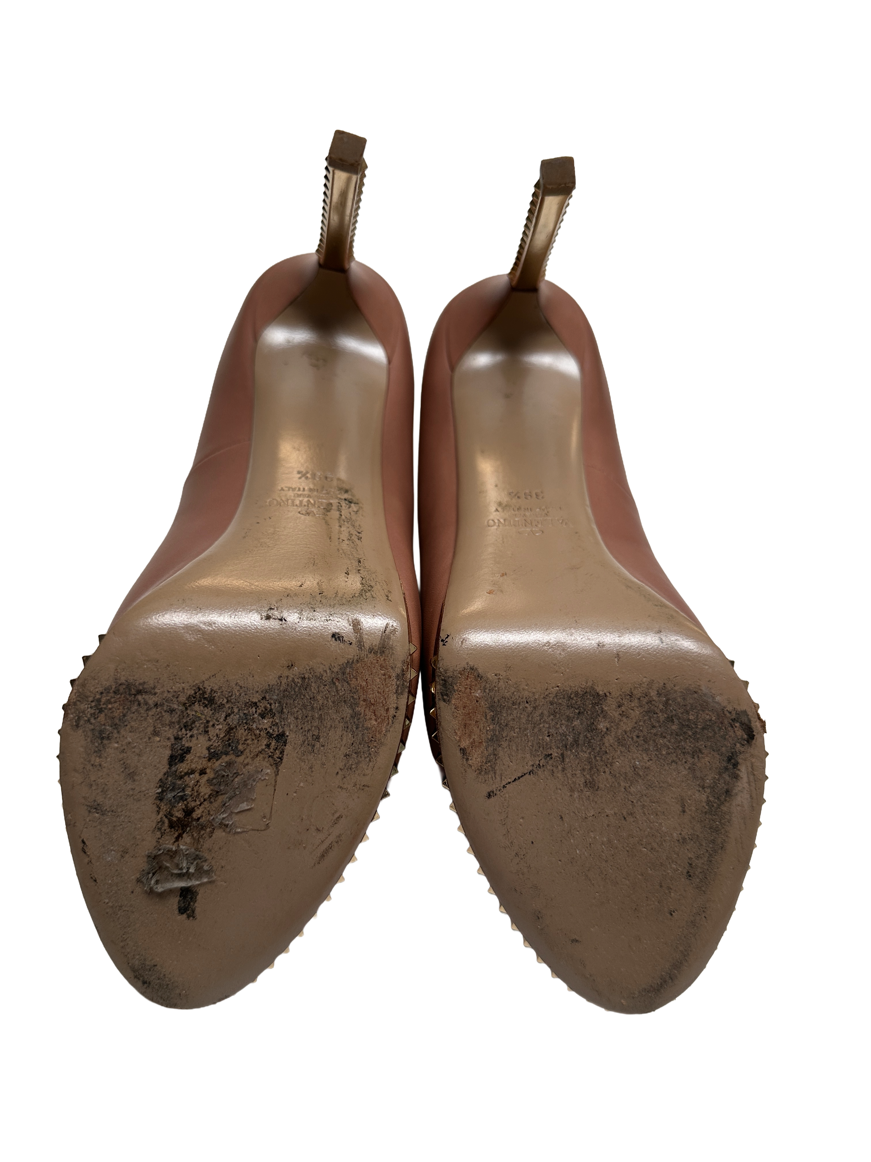 Valentino nude heels with gold spikes - size 39.5
